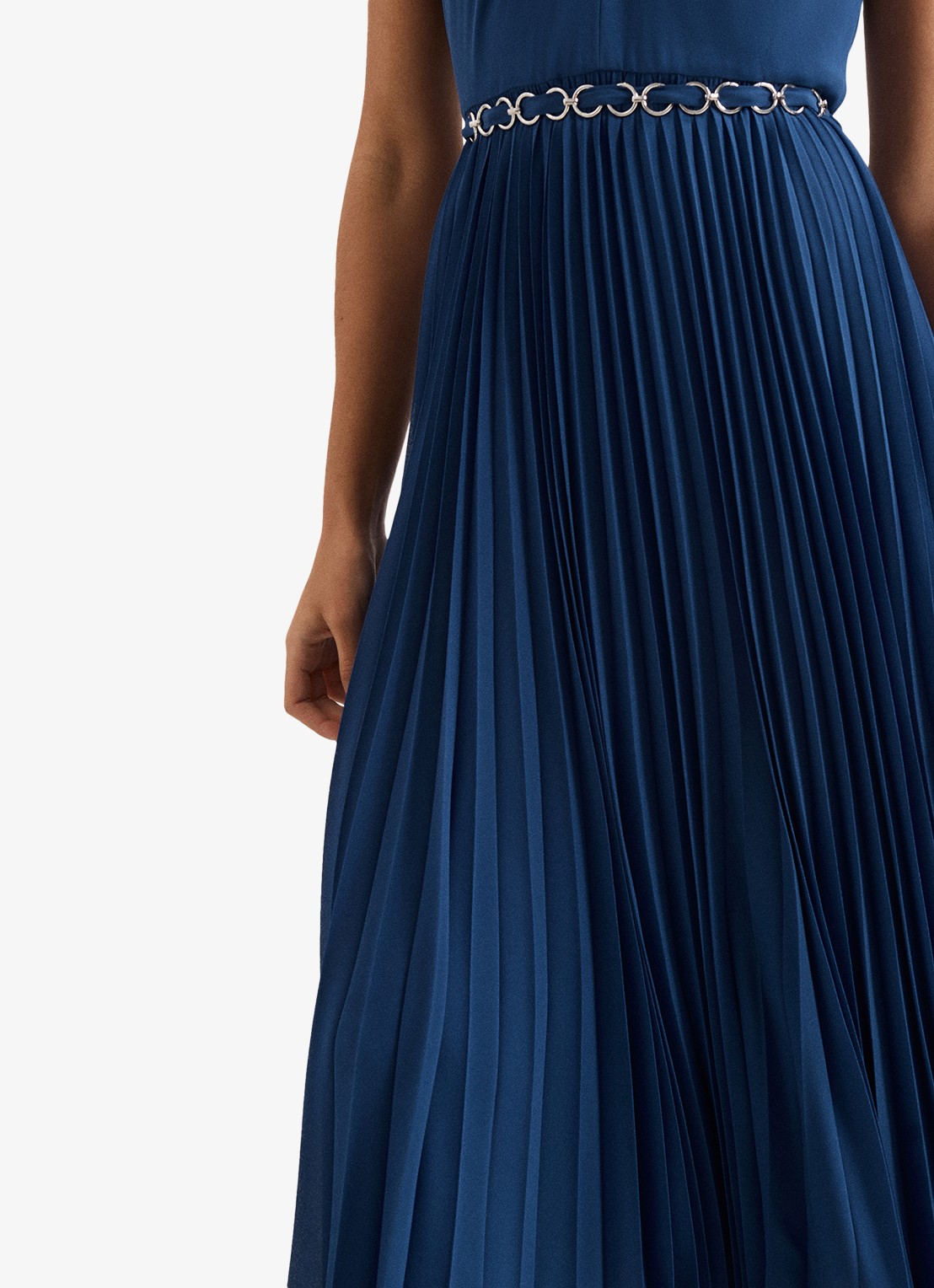 Phase Eight Sathia midi jurk met plooien - detail 3 donkerblauw
