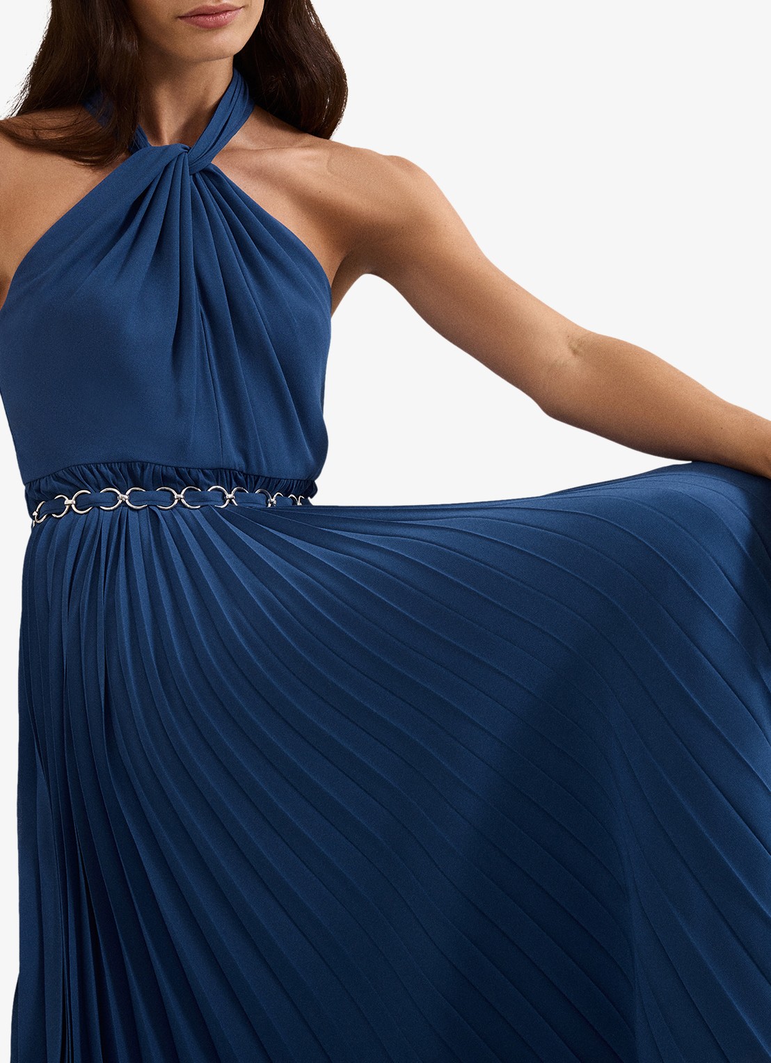 Phase Eight Sathia midi jurk met plooien - detail 4 donkerblauw