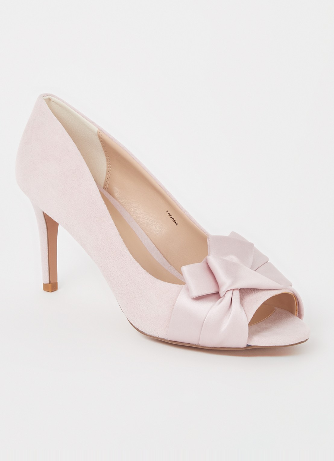 Phase Eight Satin Twist pump van suède - voorkant lichtroze