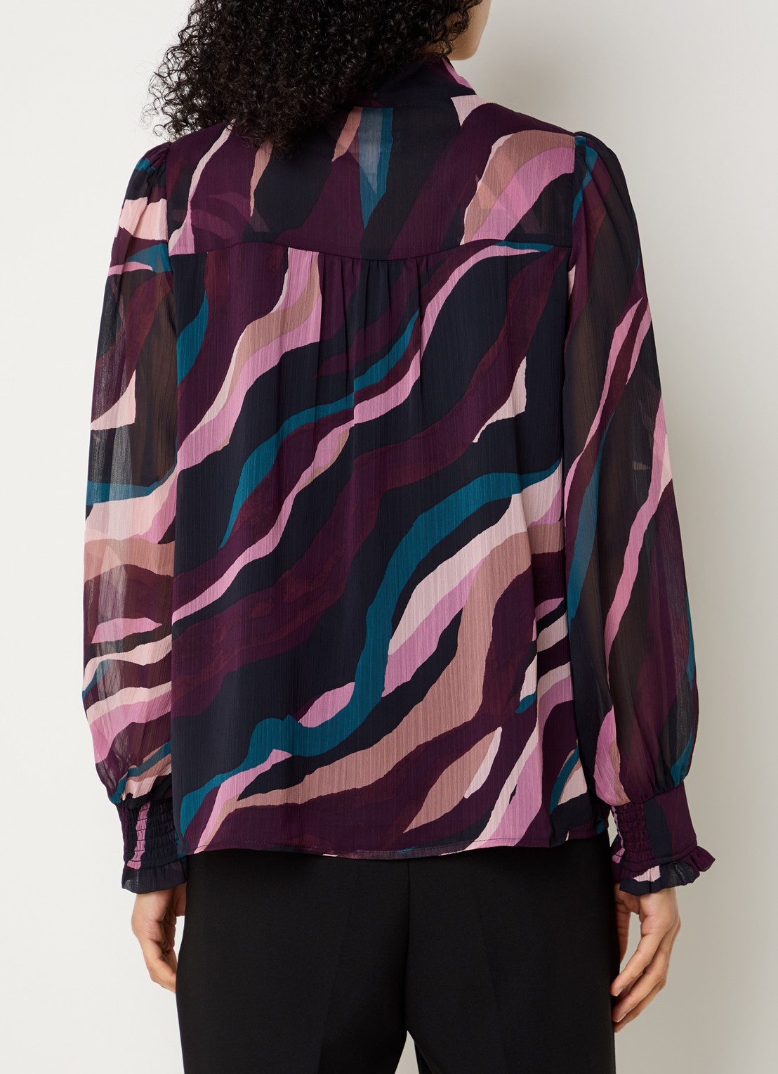 Phase Eight Selby tuniek met sjaalkraag en print - achterkant 4 bordeauxrood