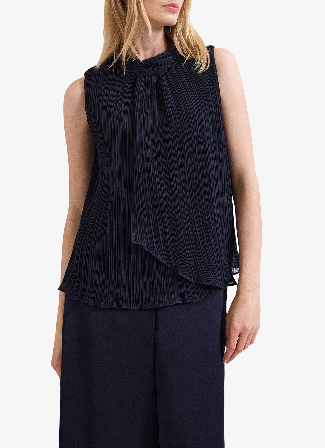 Phase Eight Senga top met plissé - detail 4 donkerblauw