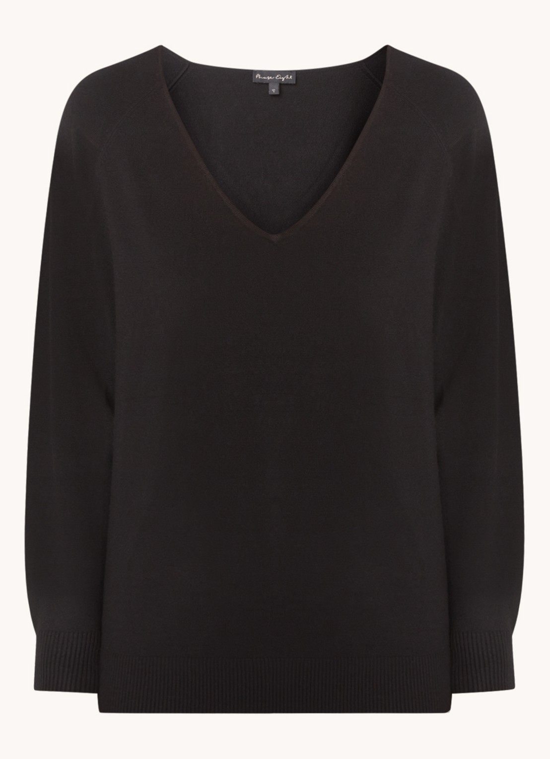 Phase Eight Senita fijngebreide pullover met stretch  - voorkant 2 zwart