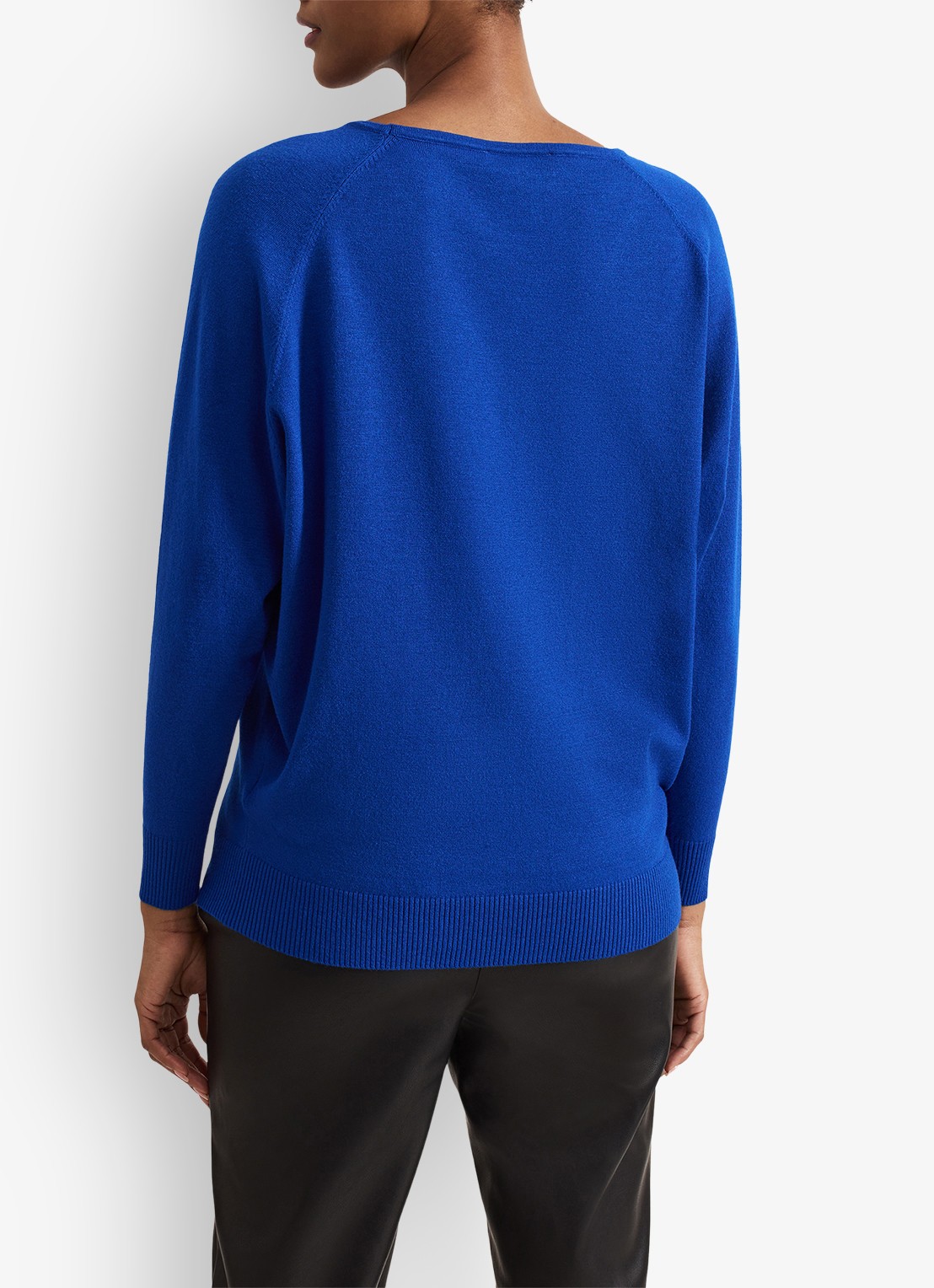 Phase Eight Senita fijngebreide trui met V-hals - achterkant blauw