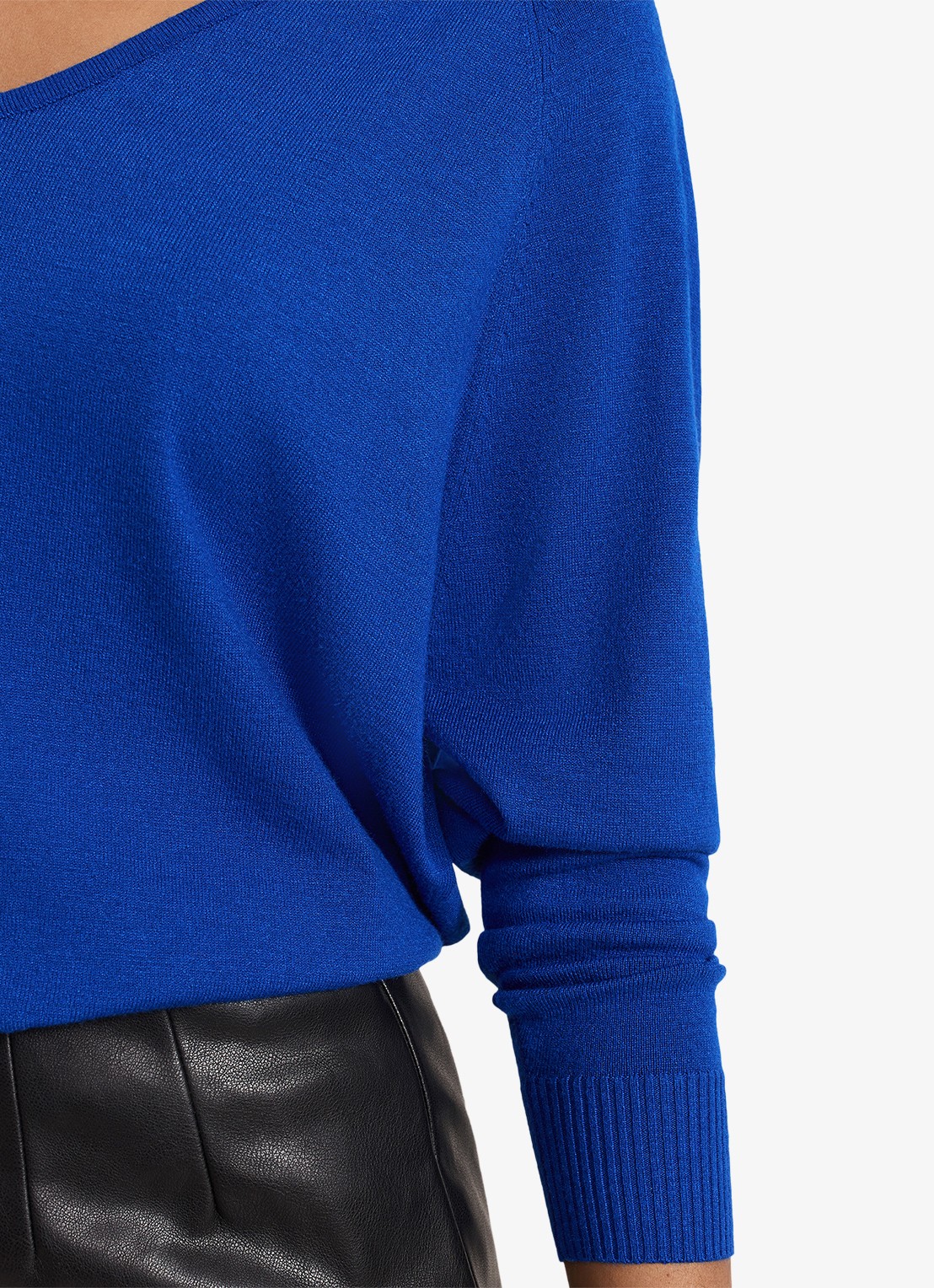 Phase Eight Senita fijngebreide trui met V-hals - detail 7 blauw