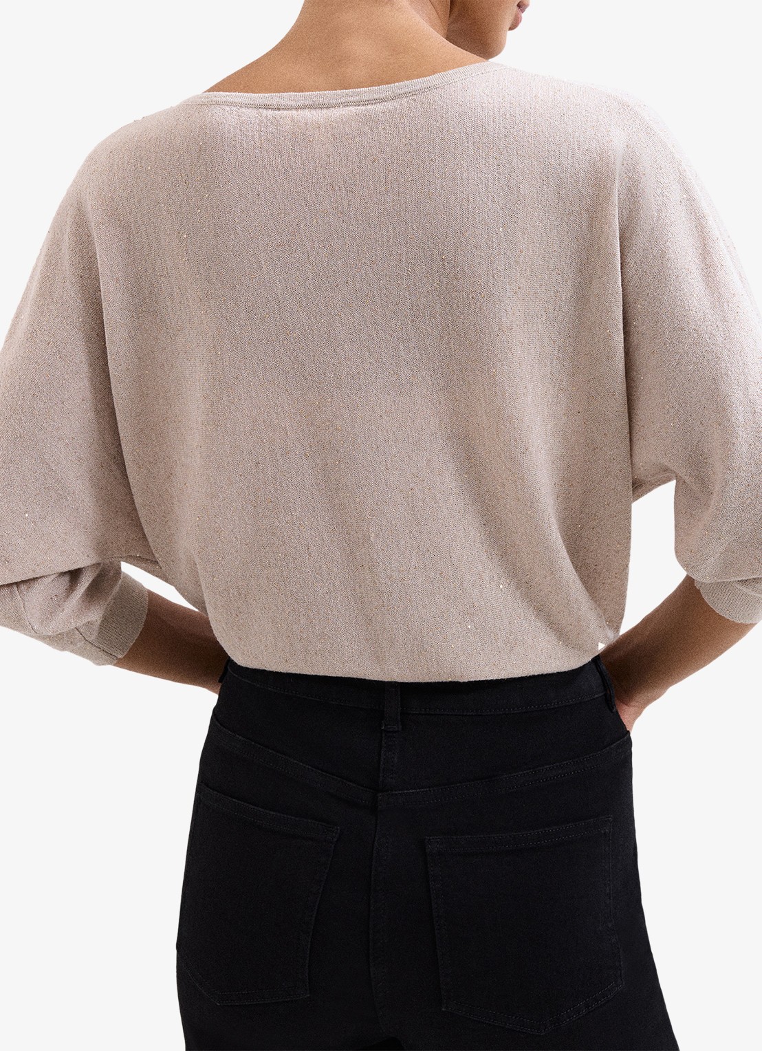 Phase Eight Sequin fijngebreide trui met lurex - achterkant creme