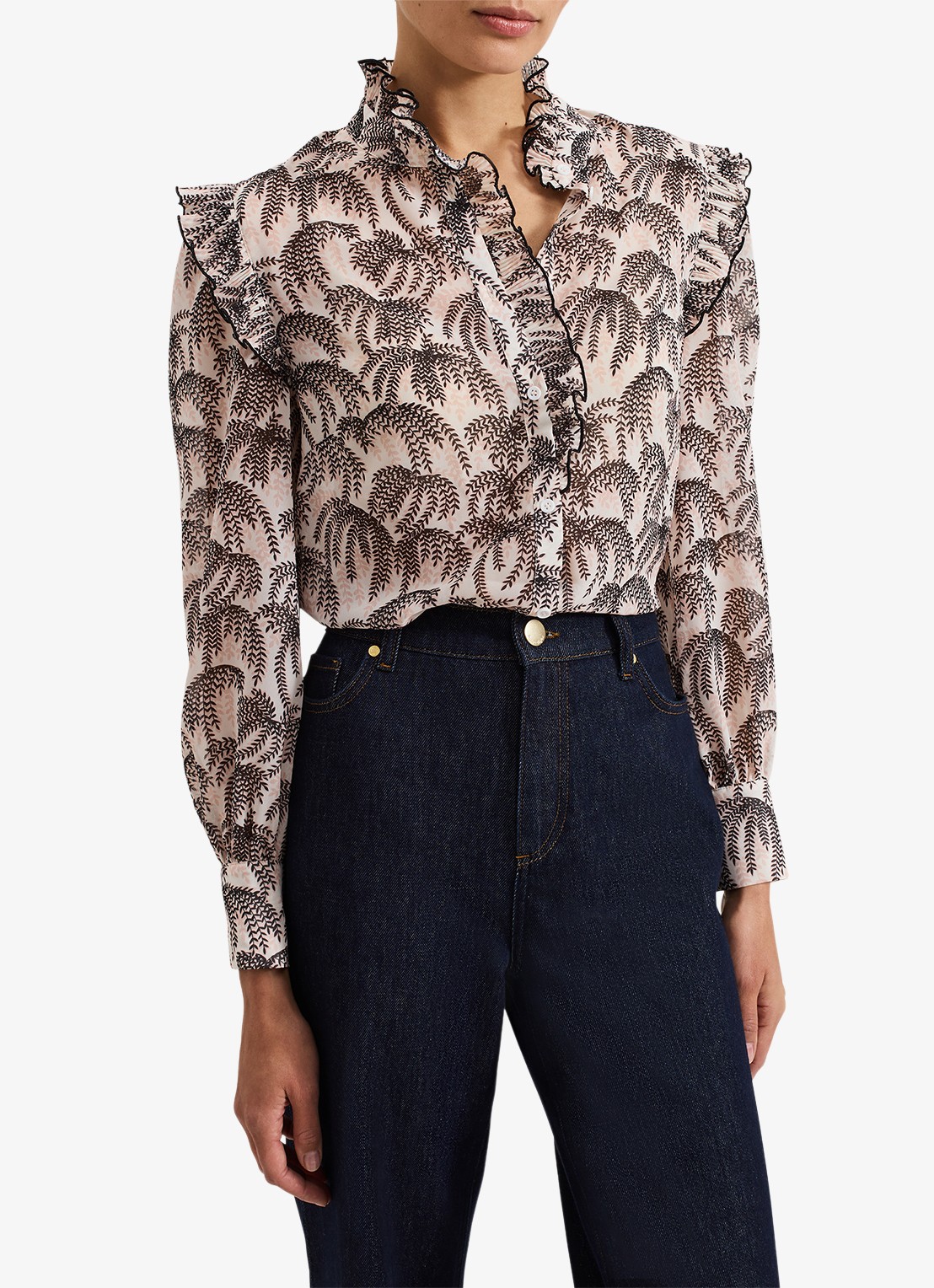Phase Eight Serena blouse met bladprint - detail 4 creme