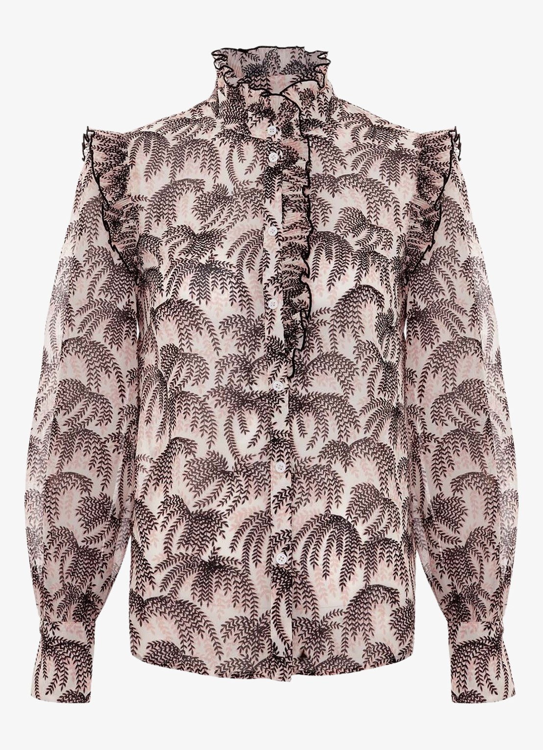 Phase Eight Serena blouse met bladprint - voorkant 2 creme