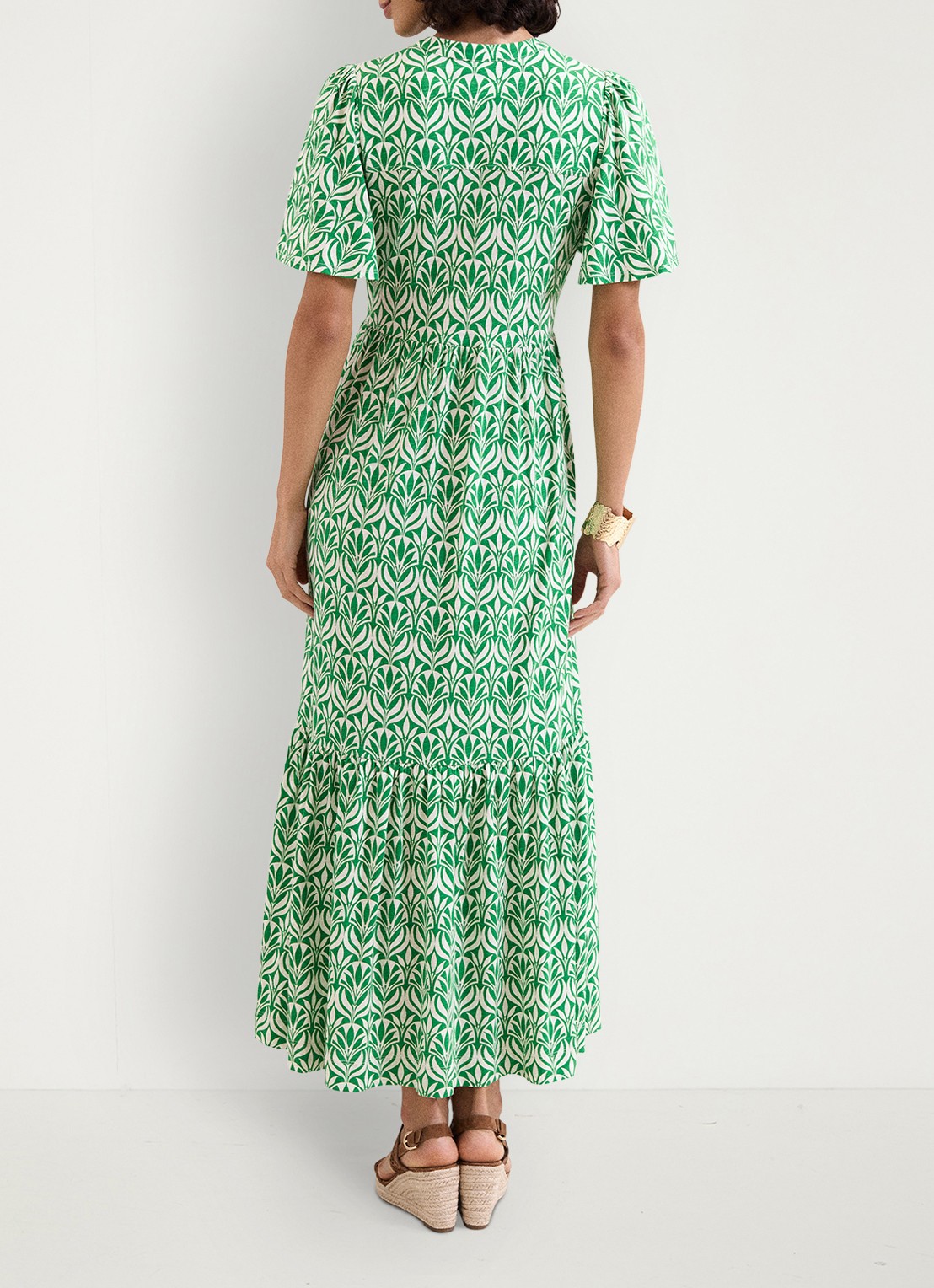 Phase Eight Shakira midi jurk met grafische print - achterkant groen