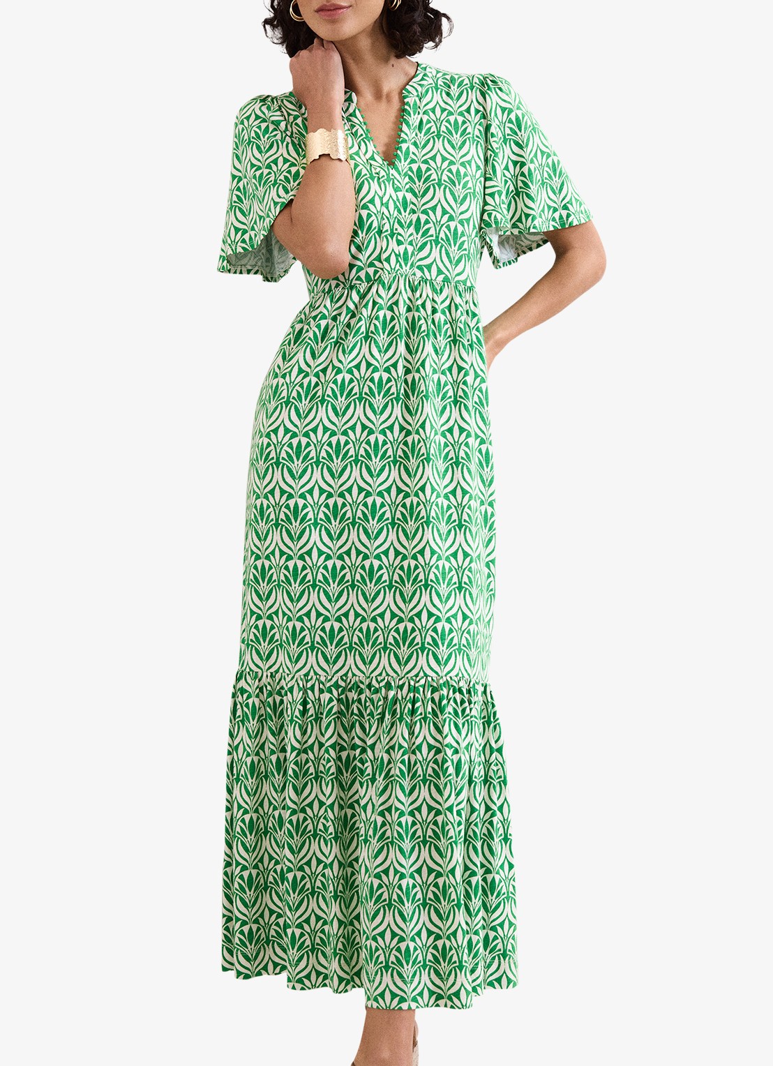 Phase Eight Shakira midi jurk met grafische print - detail 2 groen