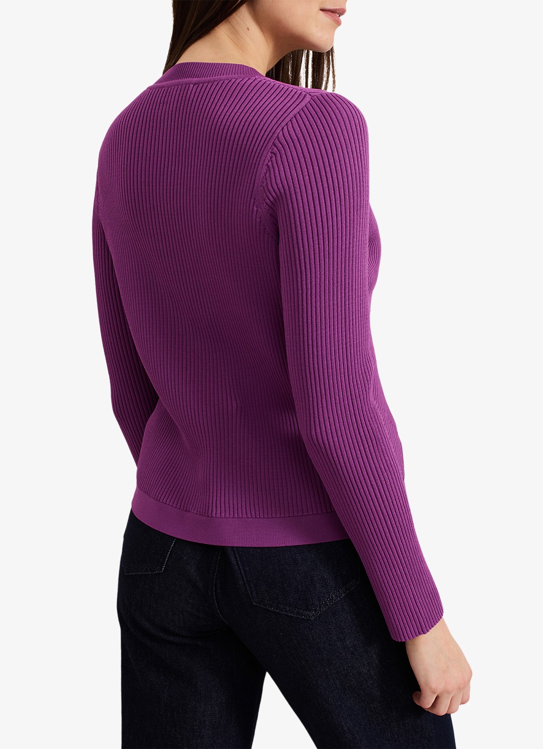 Phase Eight Sharna ribgebreid vest - achterkant 7 paars