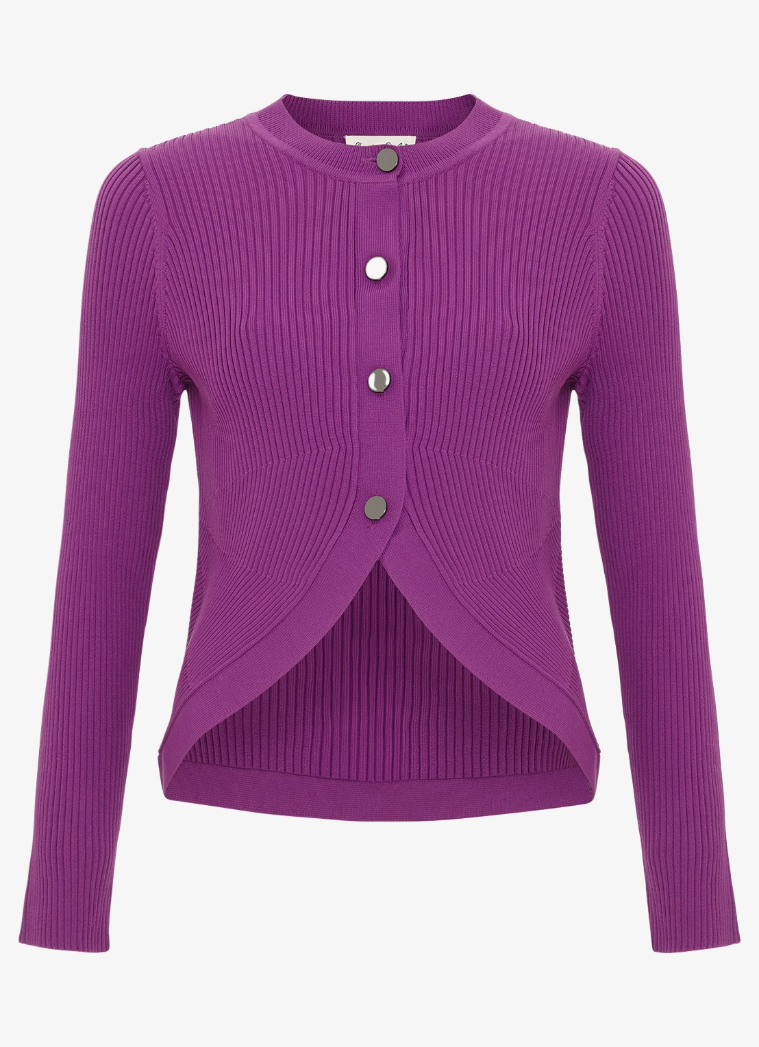 Phase Eight Sharna ribgebreid vest - voorkant 5 paars