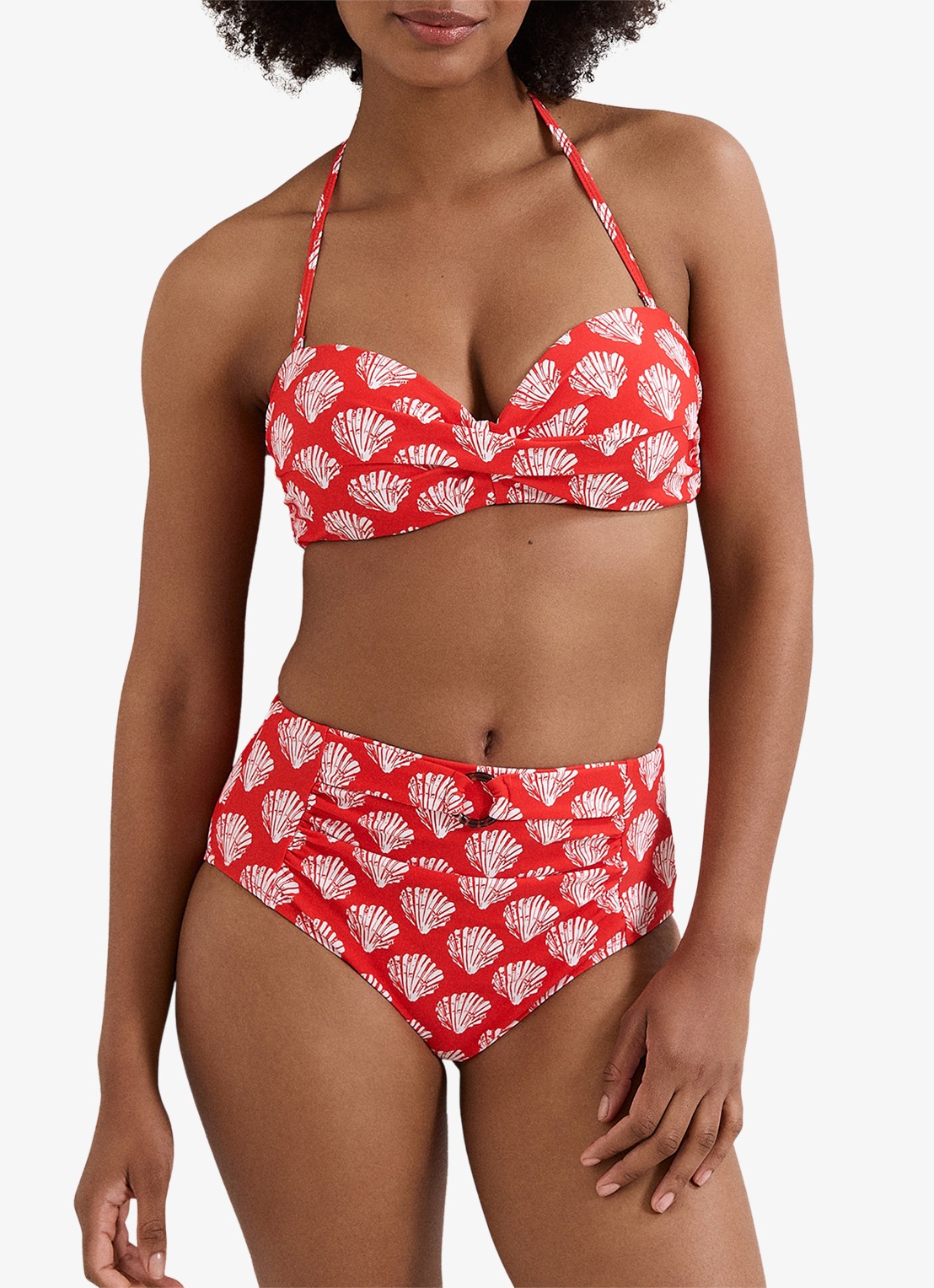 Phase Eight Shell high waisted bikinislip met print - detail rood