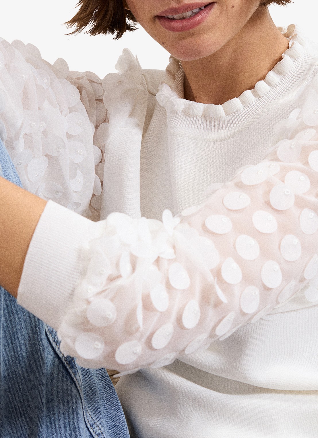 Phase Eight Shelly trui met gestipt detail - detail 5 ivoor