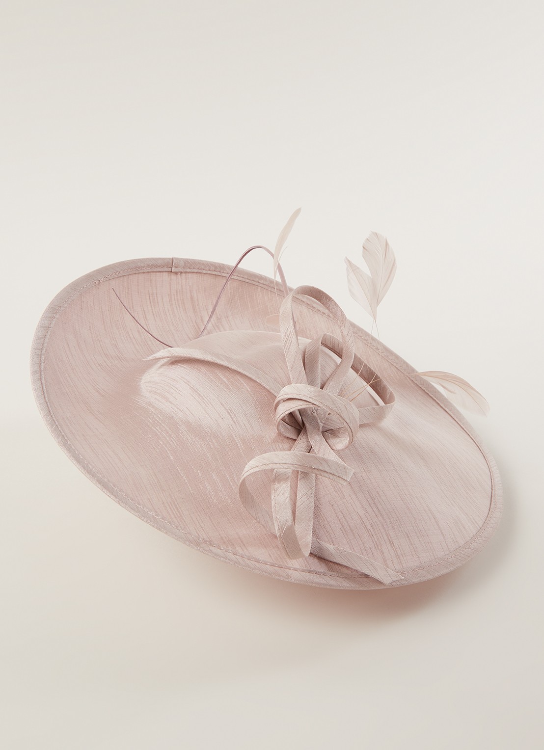 Phase Eight Sherby Twist Fascinator haarband met veren - voorkant 4 taupe