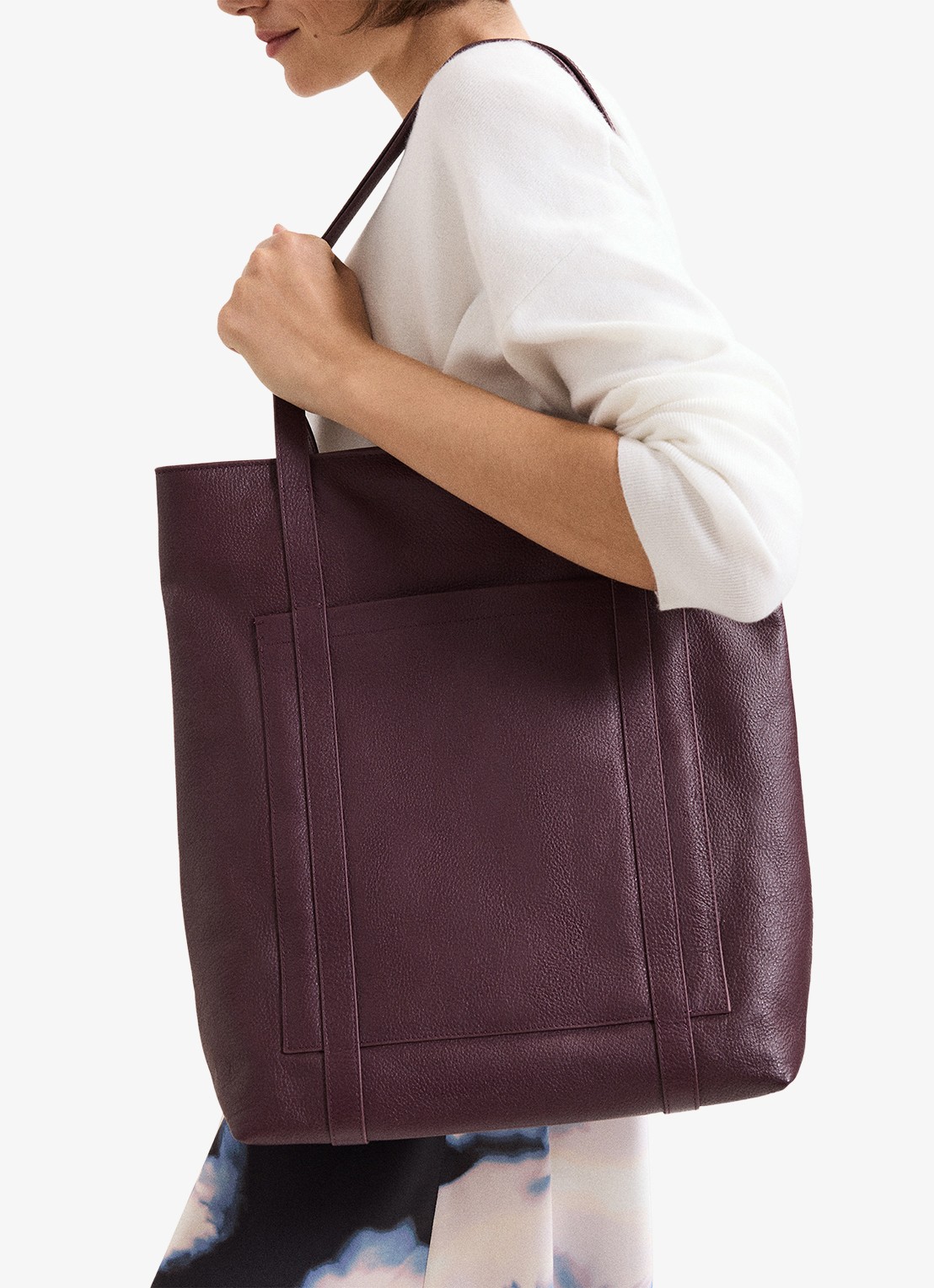 Phase Eight Shopper van leer - detail 6 donkerrood