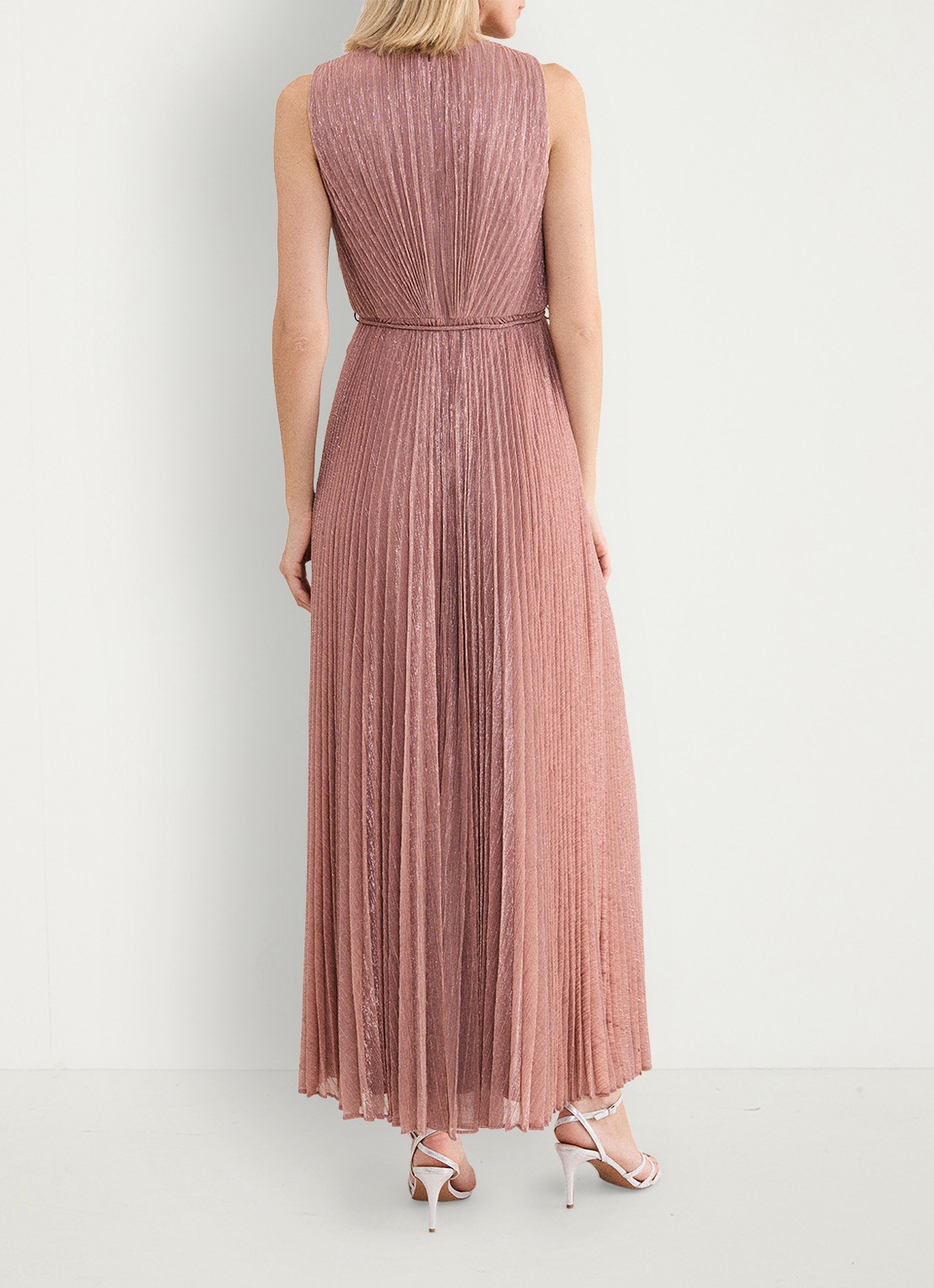 Phase Eight Simara midi jurk met plissé - achterkant 6 oudroze
