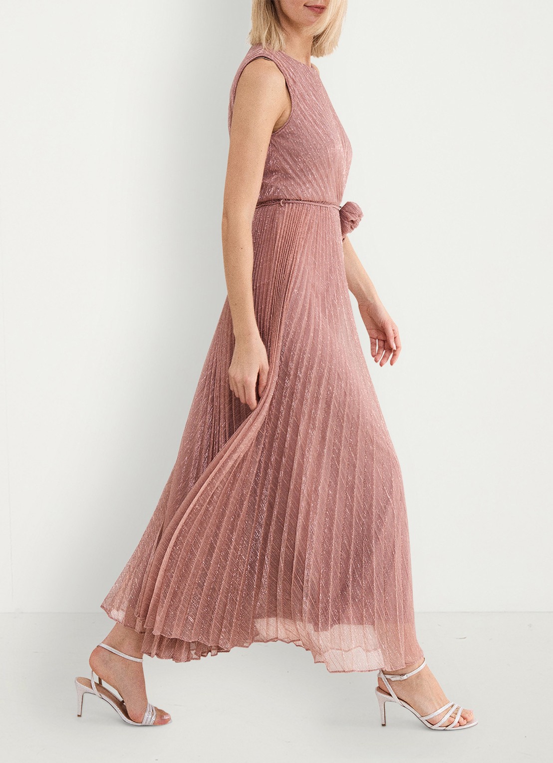 Phase Eight Simara midi jurk met plissé - detail 5 oudroze