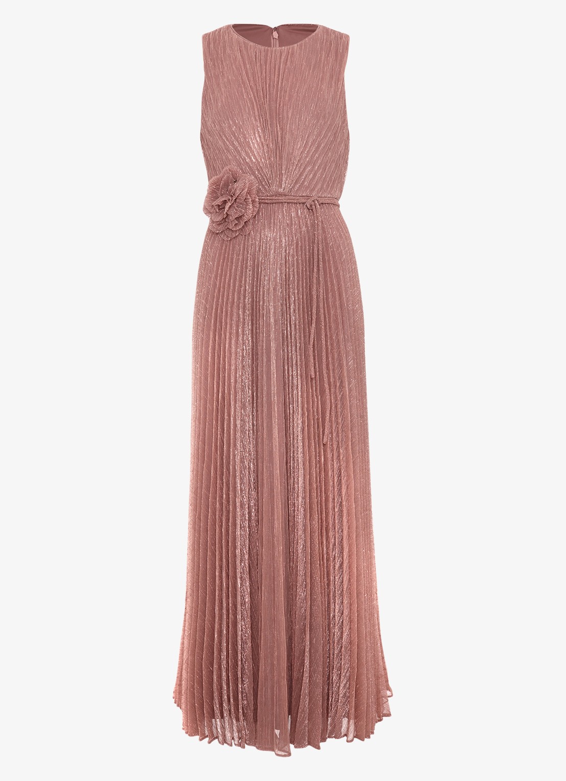 Phase Eight Simara midi jurk met plissé - voorkant 7 oudroze