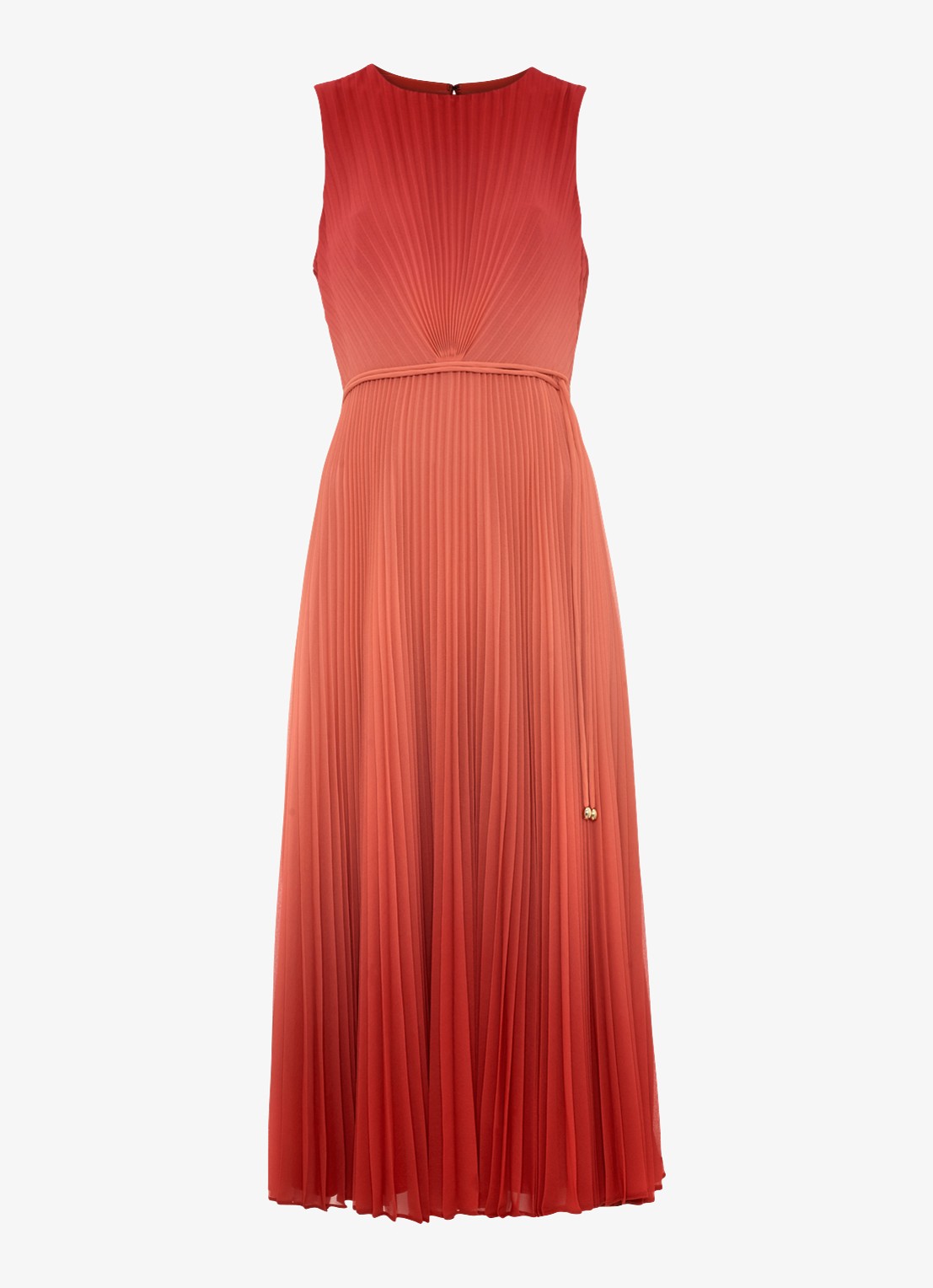 Phase Eight Simara midi jurk met strikceintuur - voorkant 2 oranjerood
