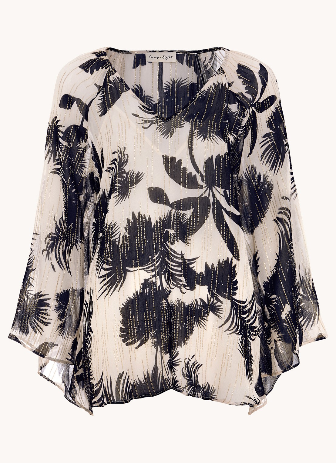Phase Eight Simi tuniek met print en strass - voorkant 2 zwart