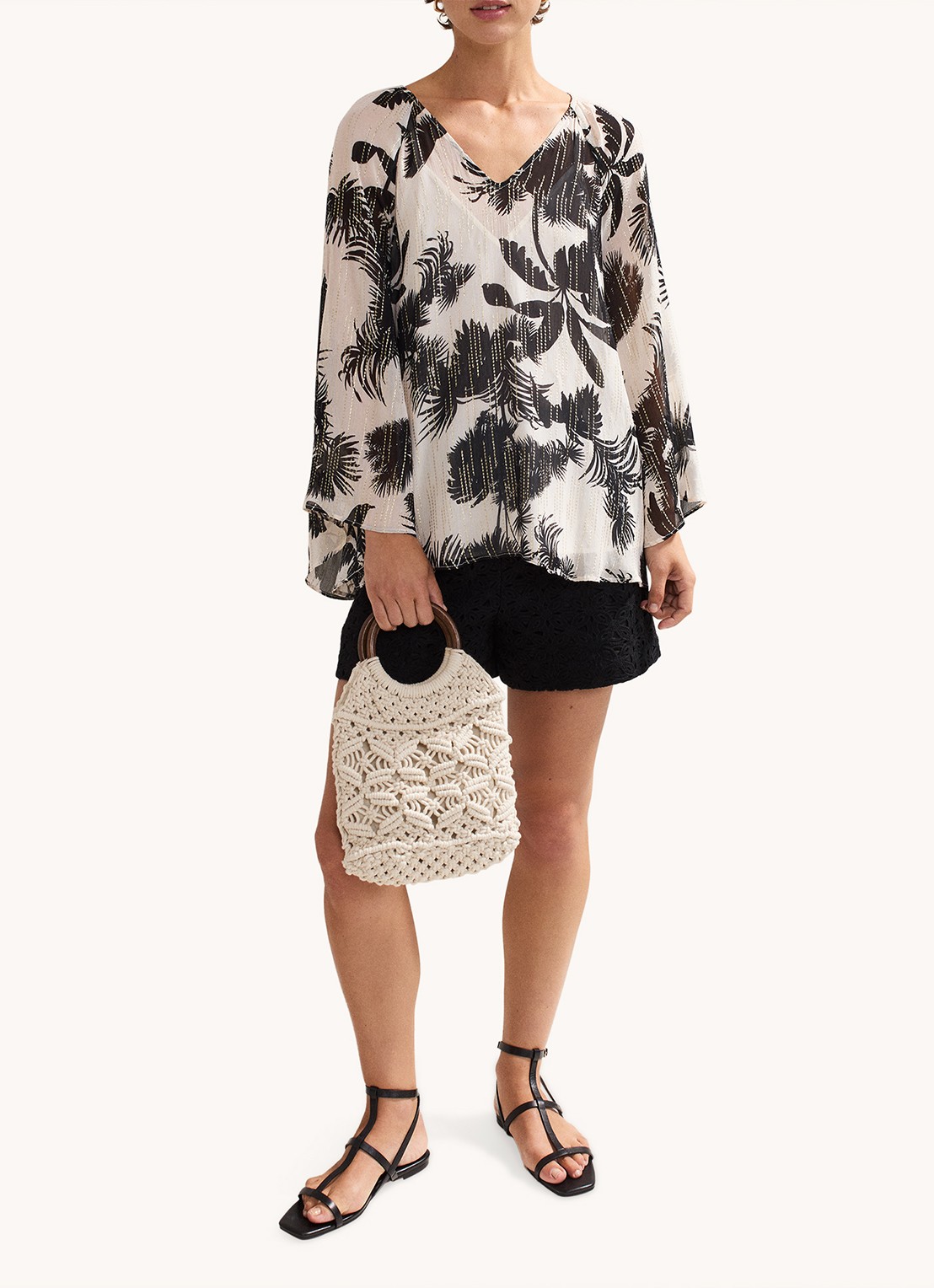 Phase Eight Simi tuniek met print en strass - voorkant 3 zwart