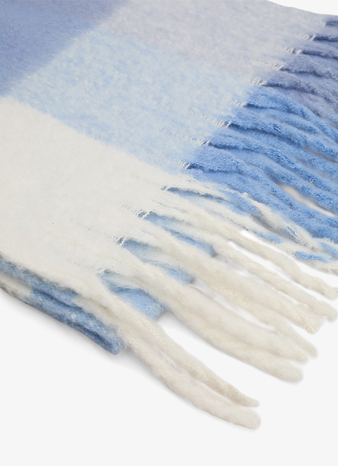 Phase Eight Sjaal met franjes en ruitdessin - detail 3 donkerblauw