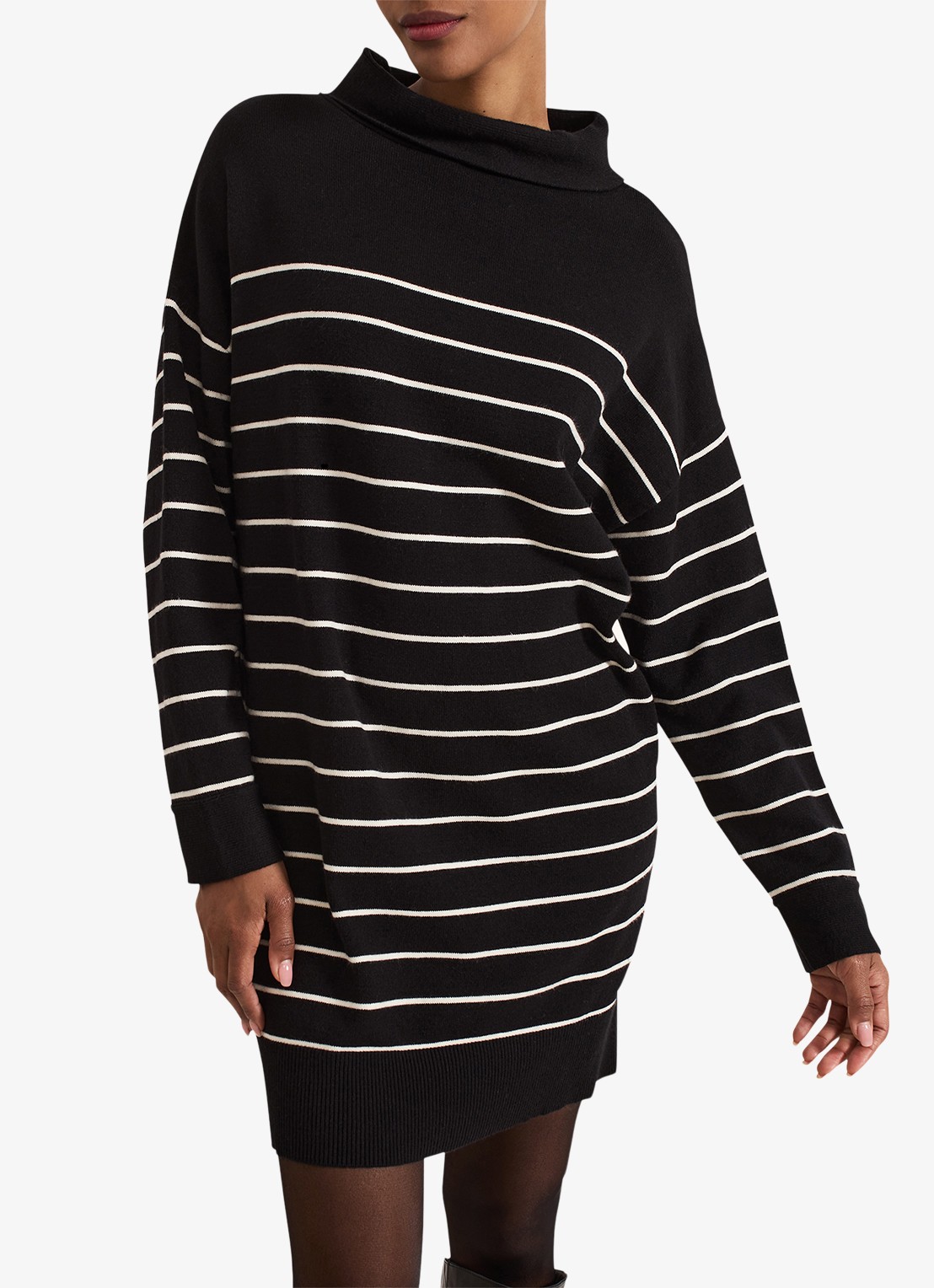 Phase Eight Skylar mini fijngebreide trui-jurk met streepprint - detail 2 zwart
