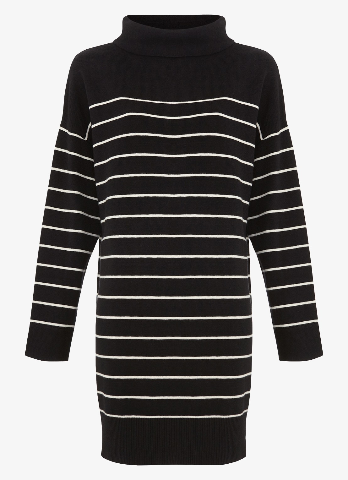 Phase Eight Skylar mini fijngebreide trui-jurk met streepprint - voorkant 5 zwart
