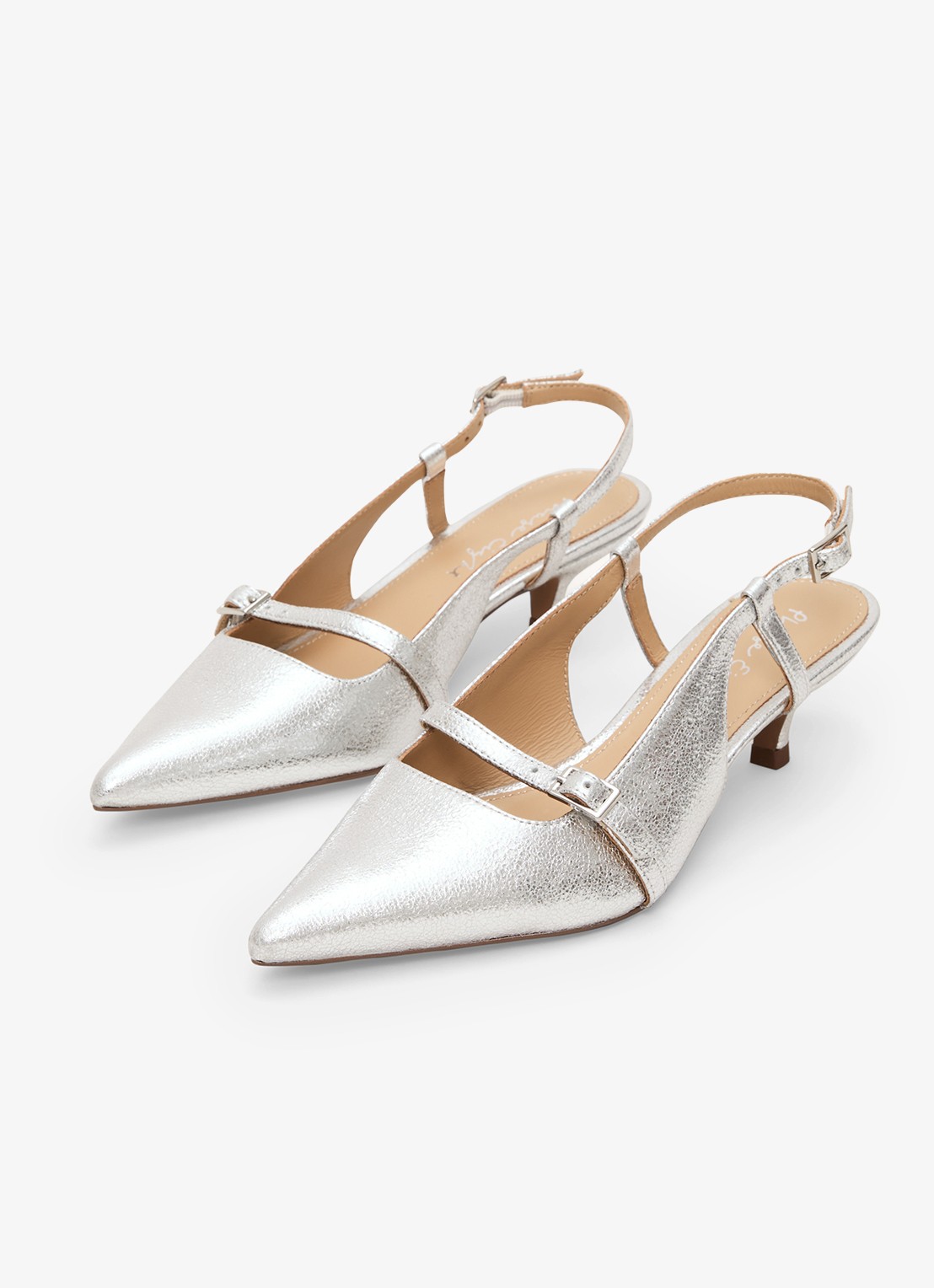 Phase Eight Slingback van geitenleer - detail zilver