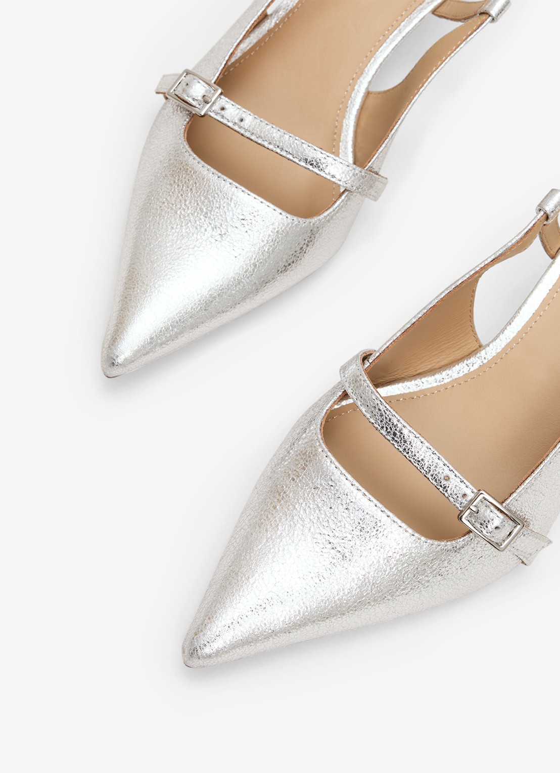 Phase Eight Slingback van geitenleer - detail 2 zilver