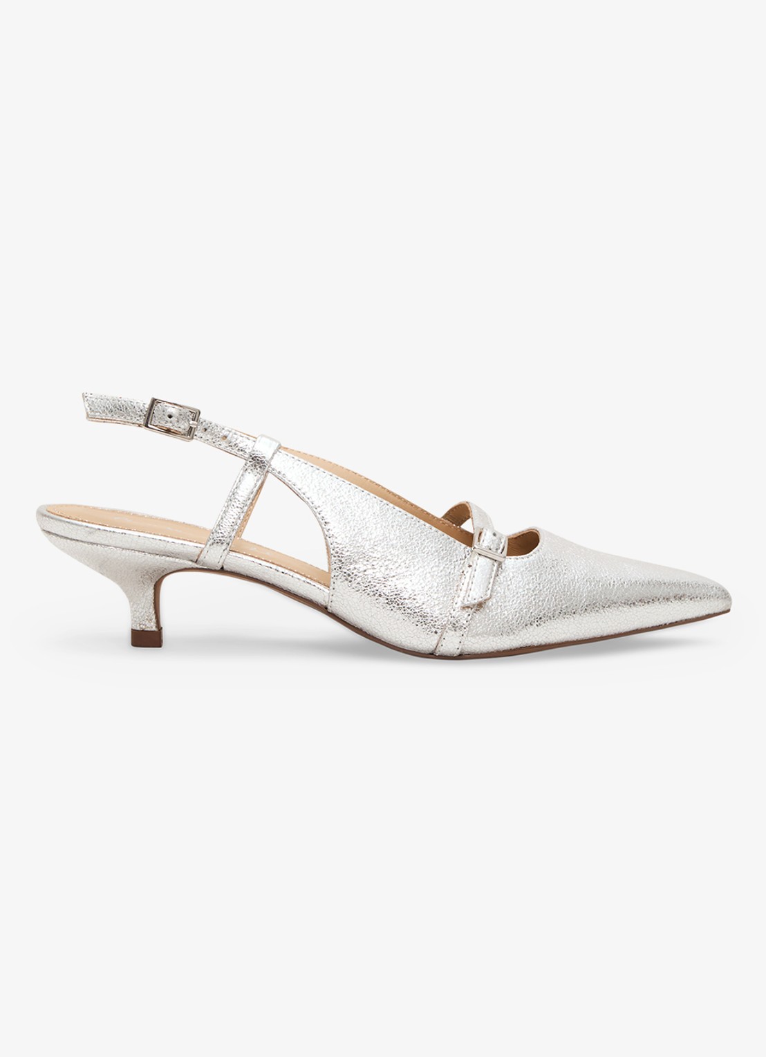 Phase Eight Slingback van geitenleer - voorkant 6 zilver
