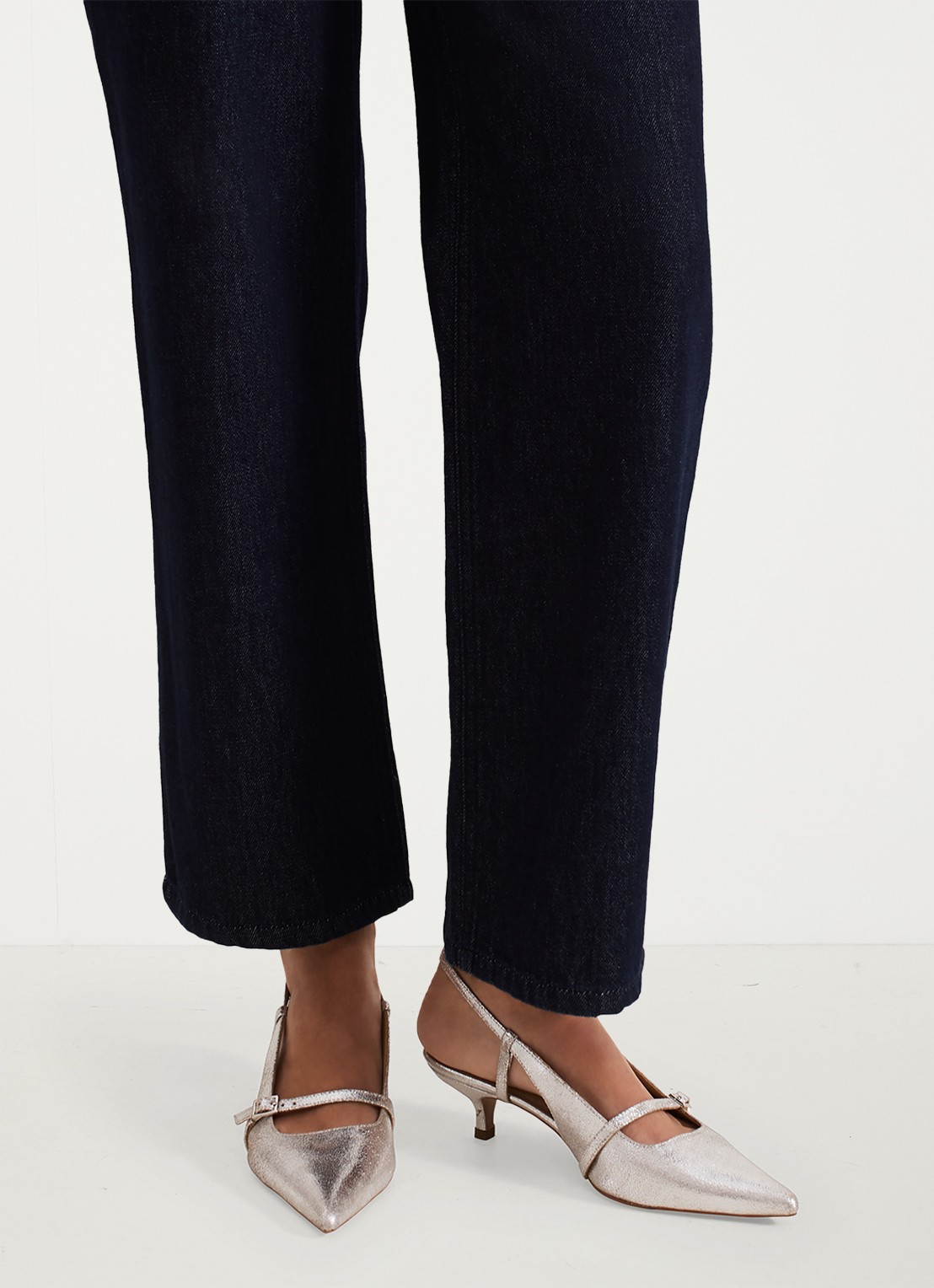 Phase Eight Slingback van geitenleer - voorkant 7 zilver