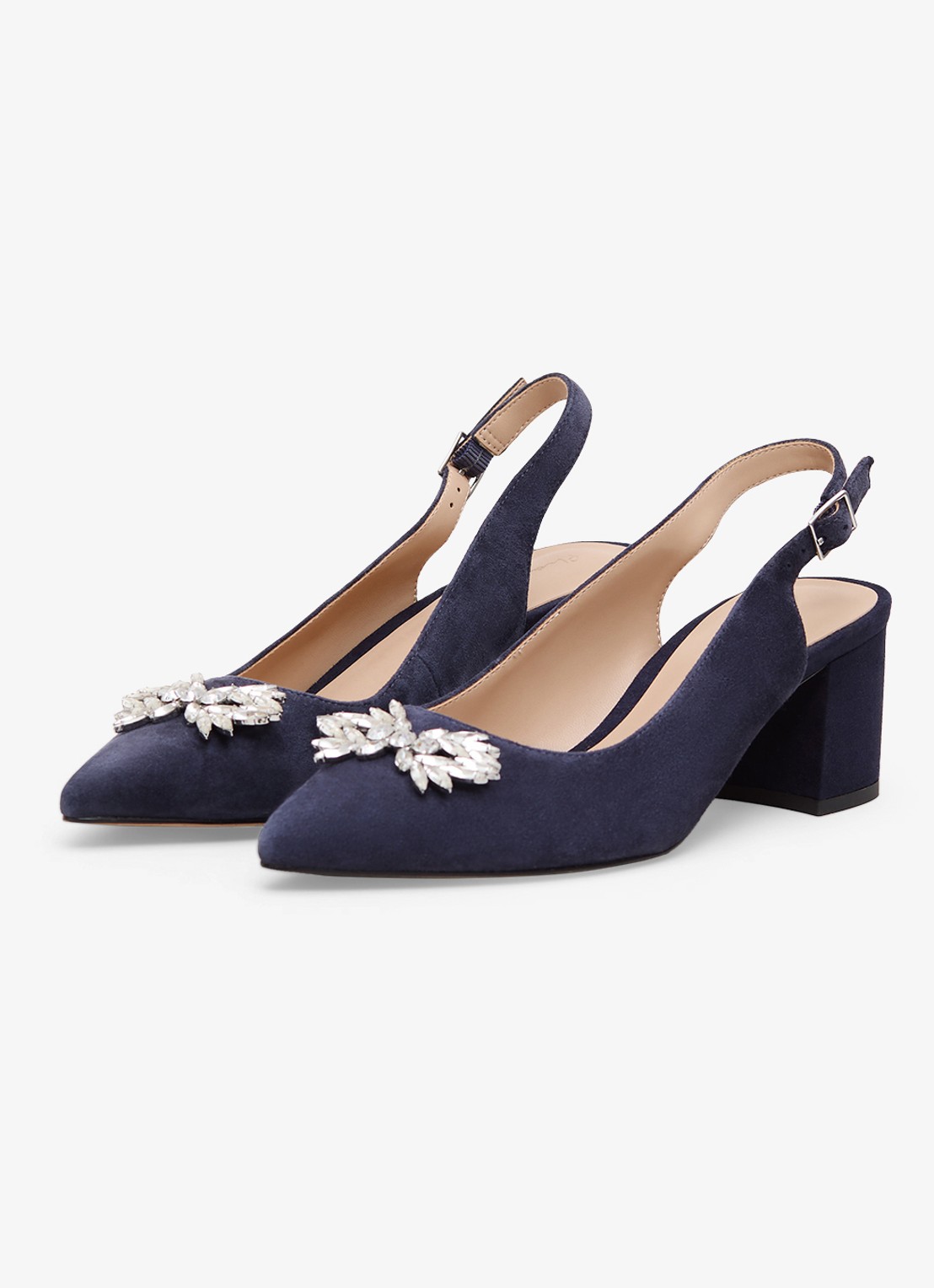 Phase Eight Slingback van geitensuède met strass  - detail 5 donkerblauw