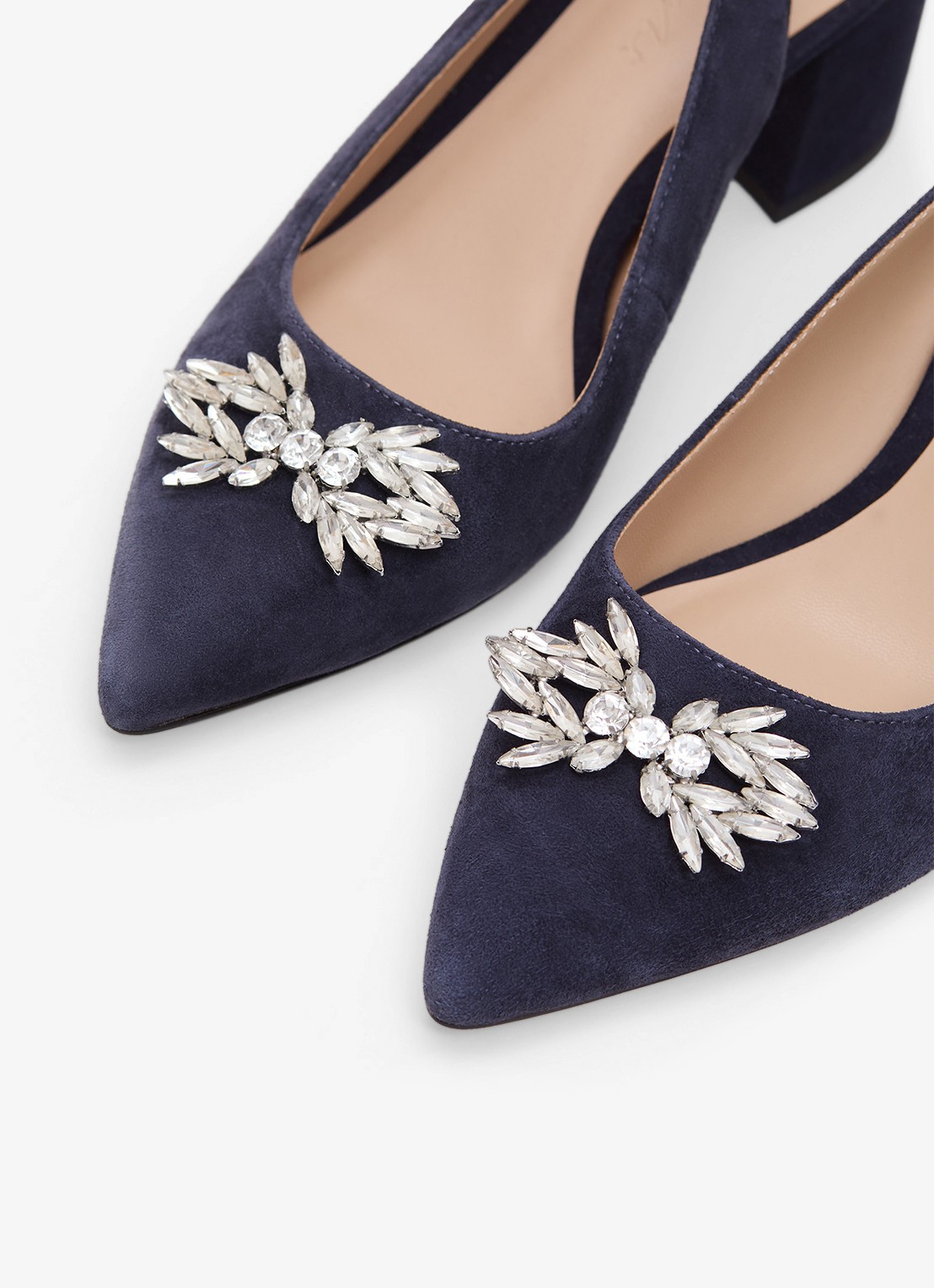 Phase Eight Slingback van geitensuède met strass  - detail 7 donkerblauw