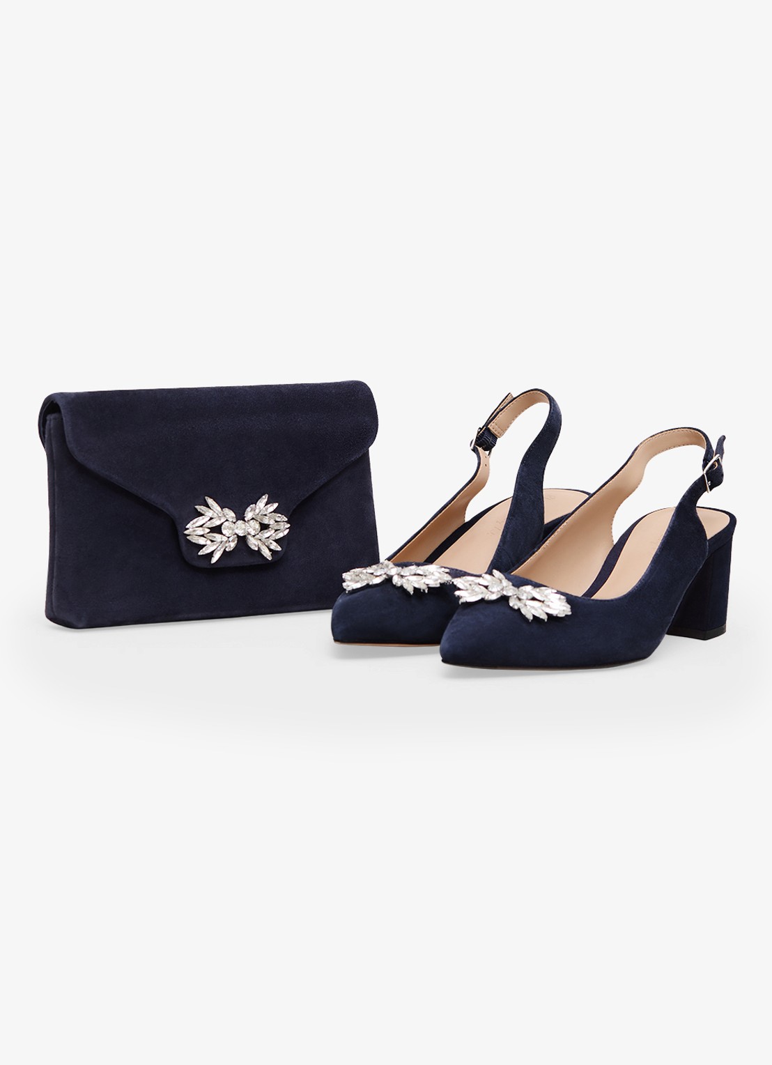 Phase Eight Slingback van geitensuède met strass  - detail 8 donkerblauw