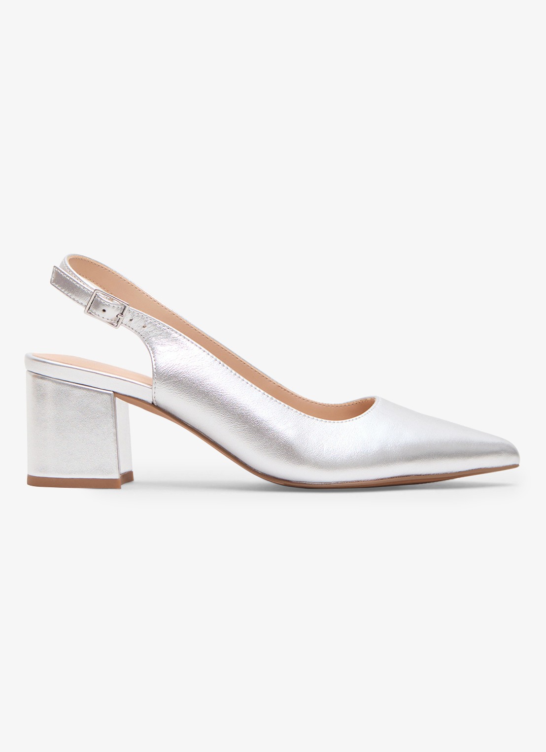 Phase Eight Slingback van leer met metallic finish - voorkant zilver