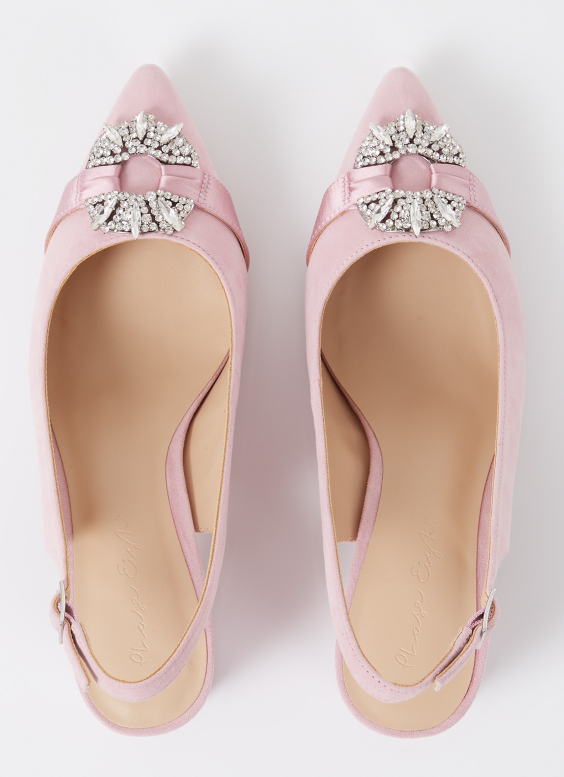 Phase Eight Slingback van suède met strass - detail 4 lichtroze