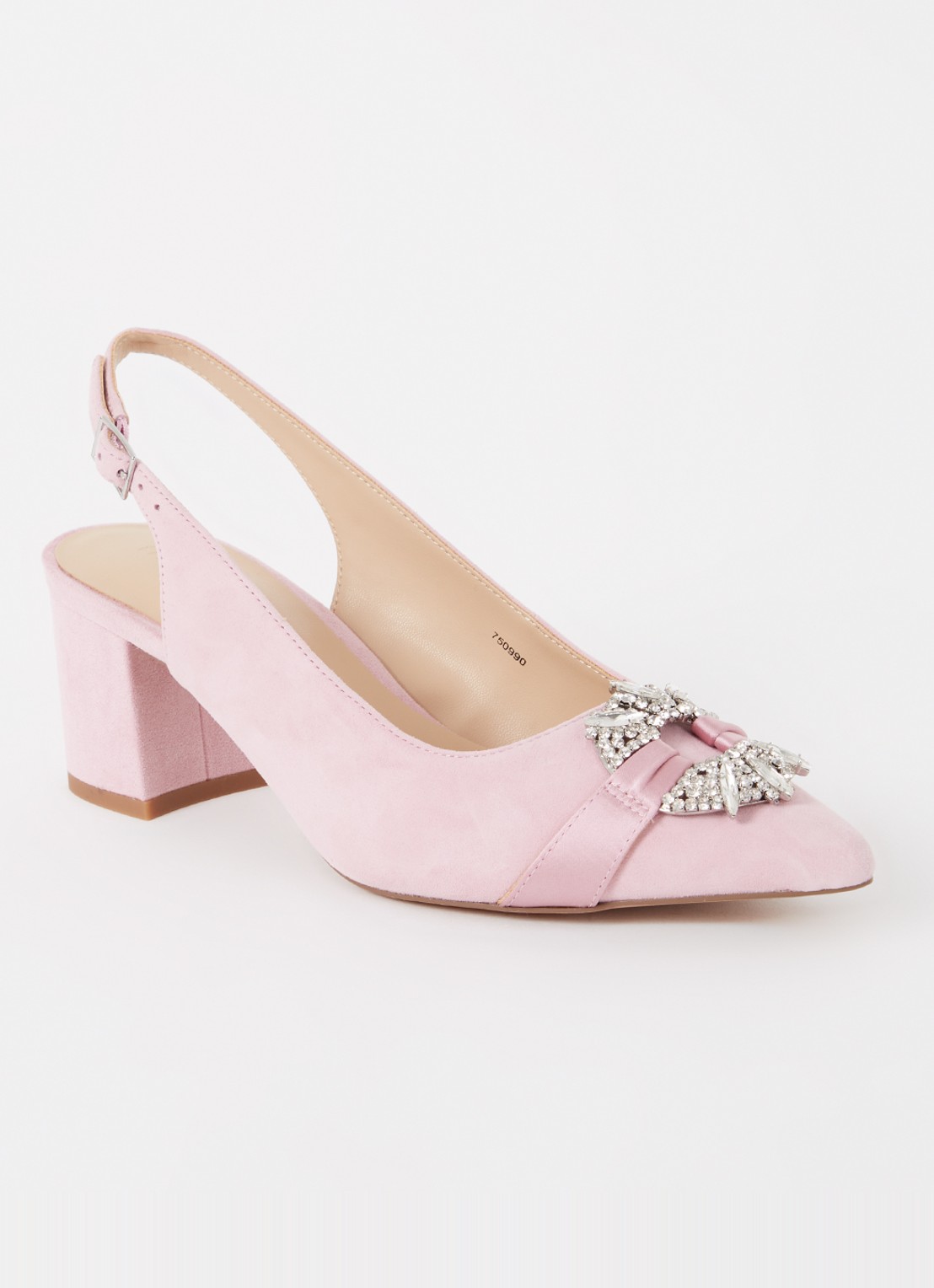 Phase Eight Slingback van suède met strass - voorkant 2 lichtroze
