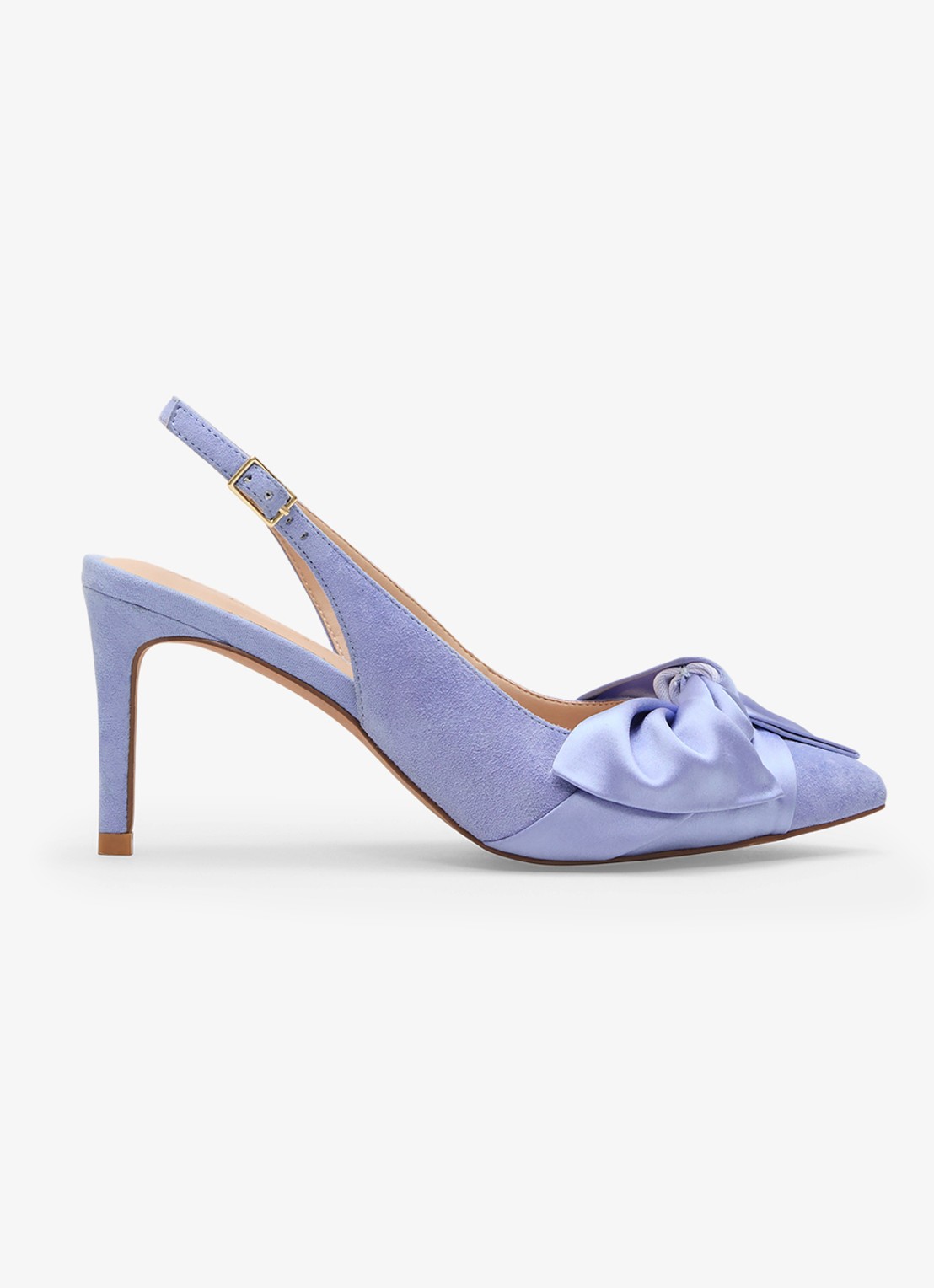 Phase Eight Slingback van suède - voorkant staalblauw