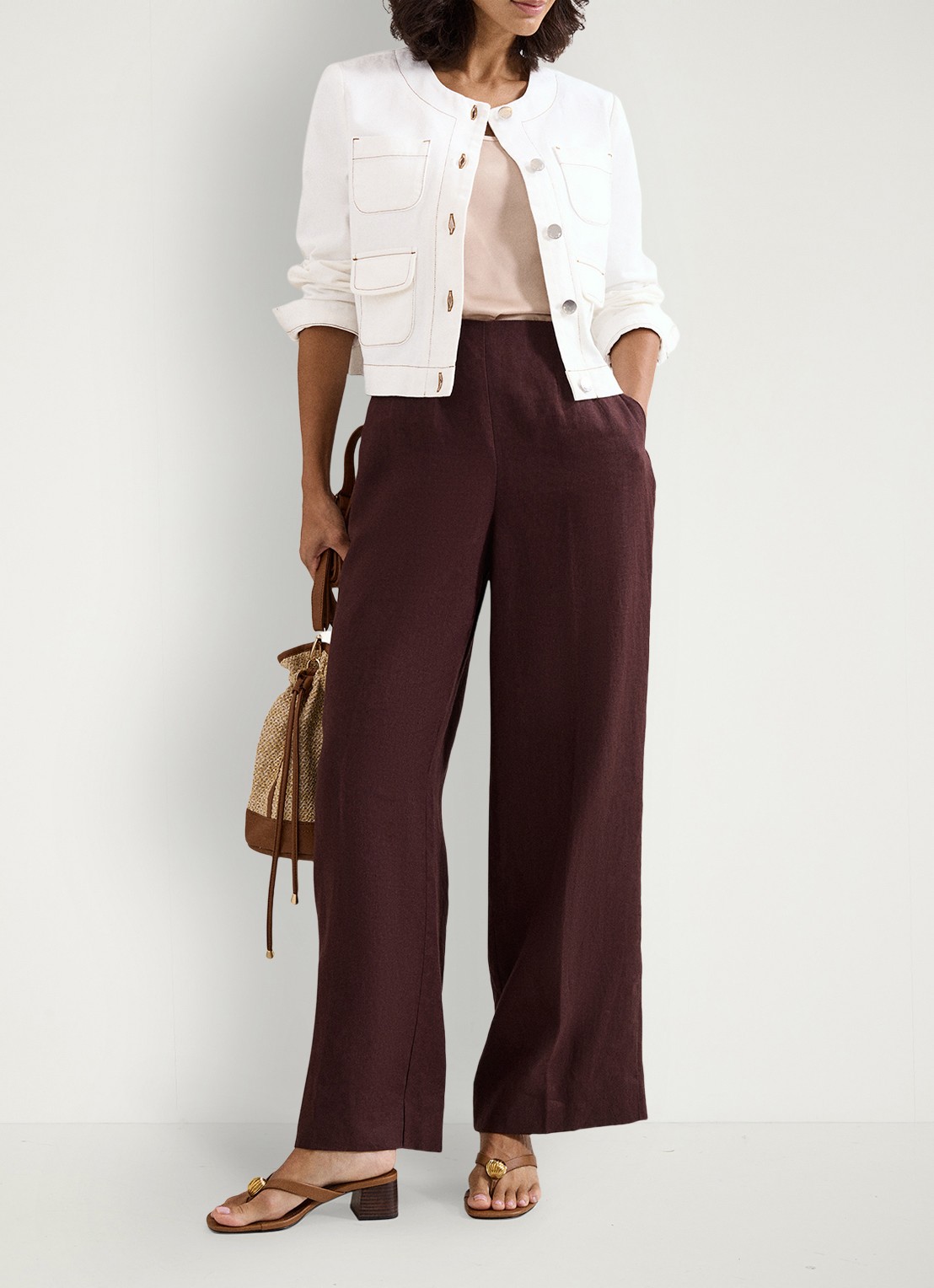 Phase Eight Slipper van leer met applicatie - detail 3 bruin