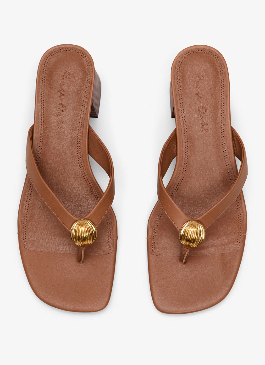 Phase Eight Slipper van leer met applicatie - detail 4 bruin