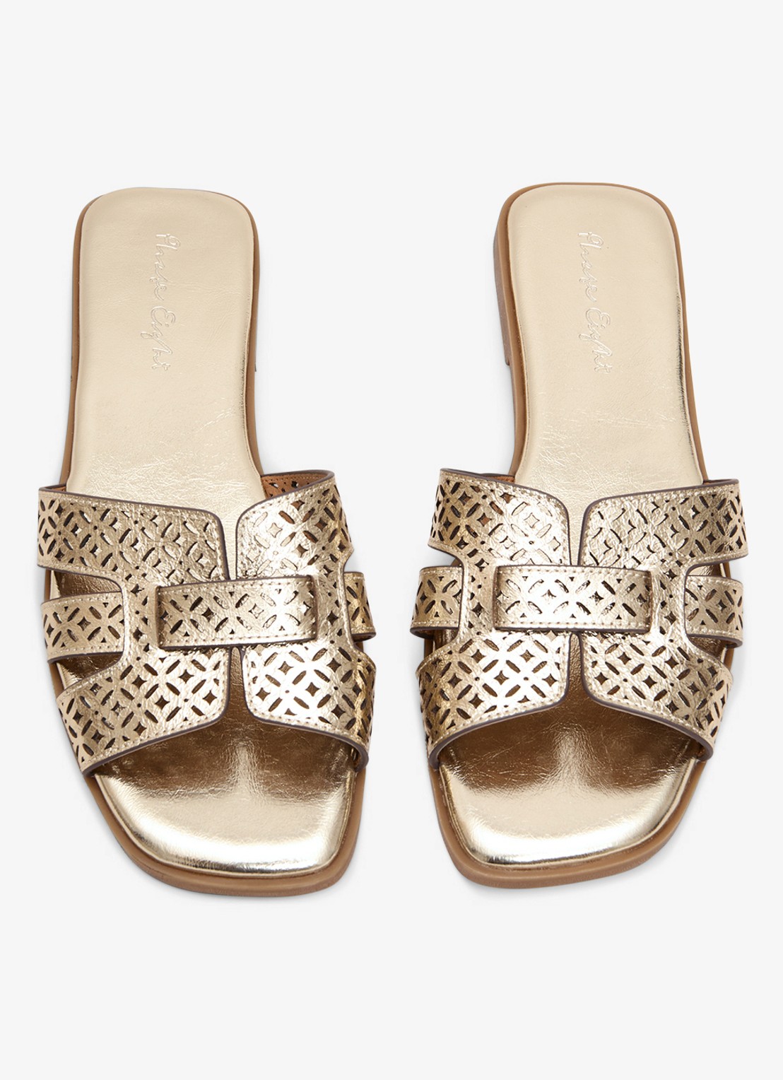 Phase Eight Slipper van leer met metallic finish - detail 2 goud