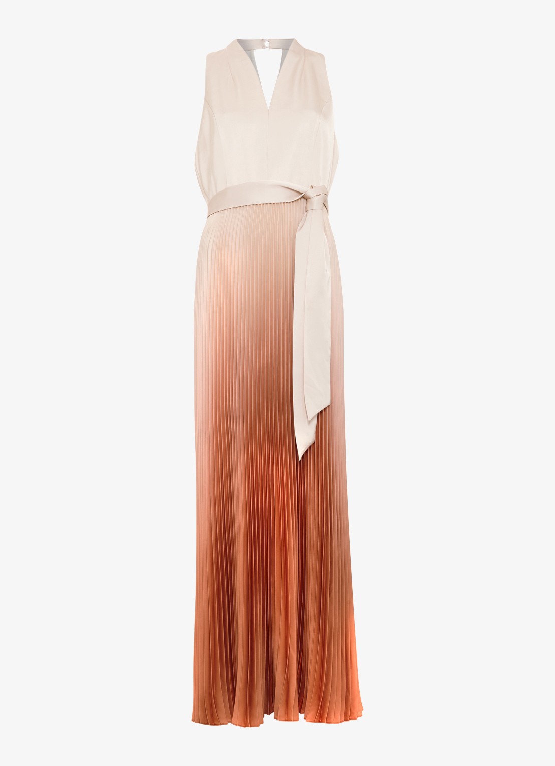Phase Eight Sloane maxi jurk met plooien en strikceintuur - voorkant 2 orange