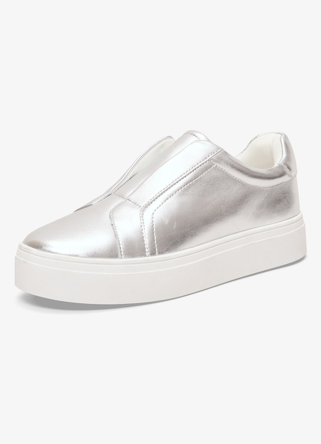 Phase Eight Sneaker van leer met metallic finish - detail 4 zilver
