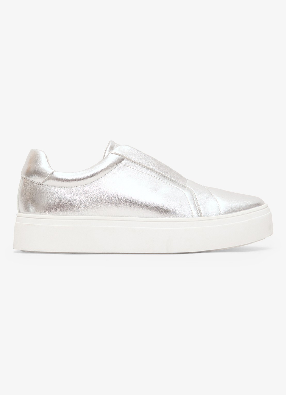 Phase Eight Sneaker van leer met metallic finish - voorkant zilver