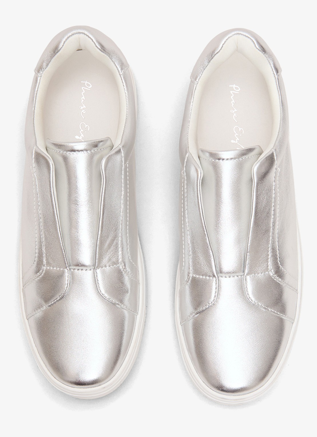 Phase Eight Sneaker van leer met metallic finish - voorkant 2 zilver