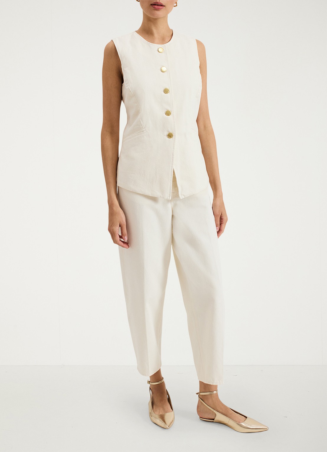 Phase Eight Sophia Barell high waist tapered jeans - detail 7 gebroken wit