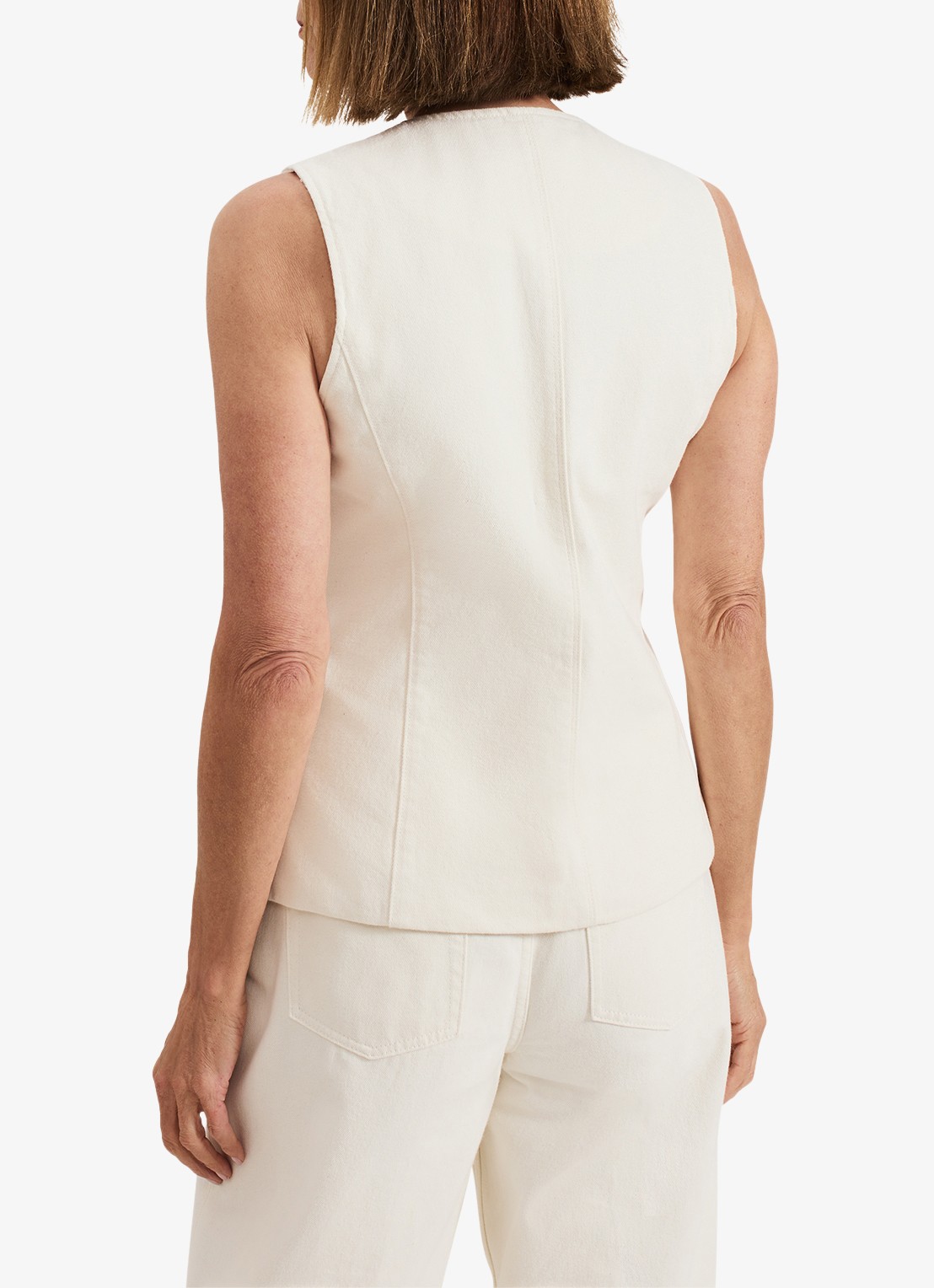 Phase Eight Sophia gilet met paspelzakken - achterkant ivoor