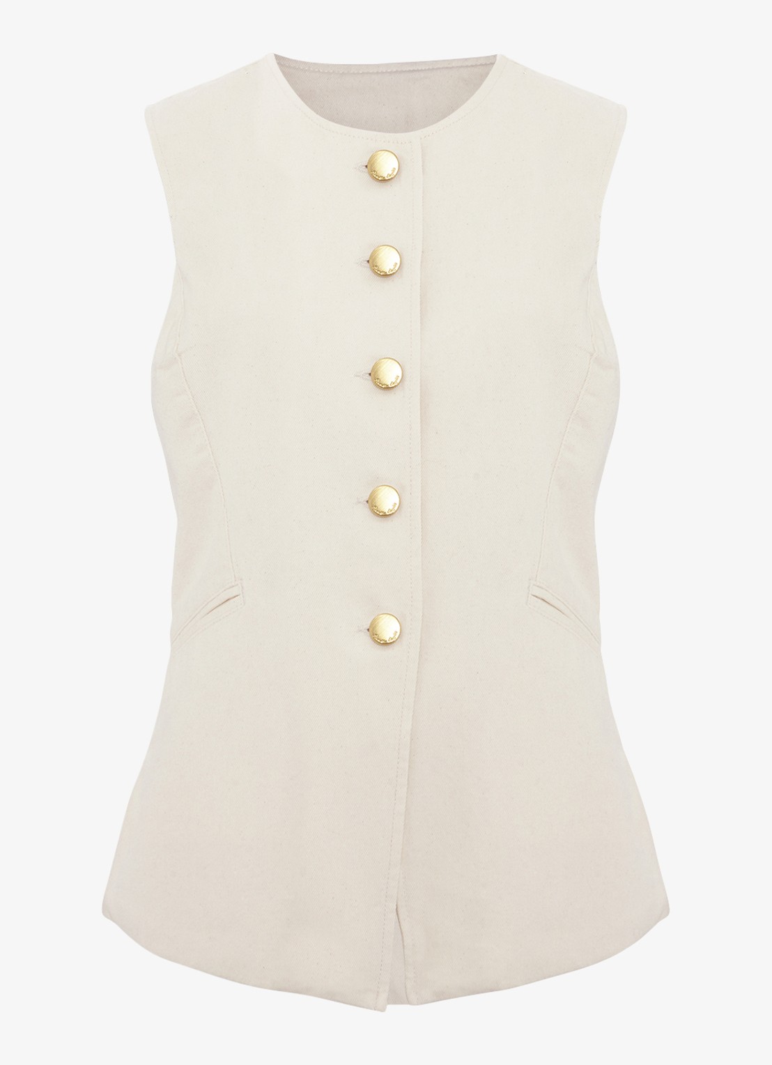 Phase Eight Sophia gilet met paspelzakken - voorkant 6 ivoor