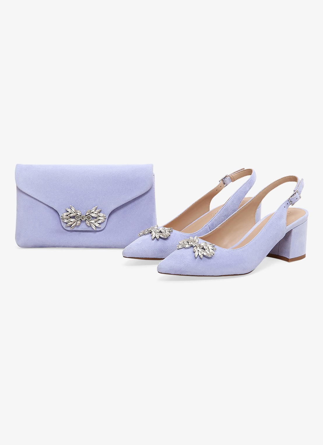 Phase Eight Sparkle clutch van geitensuède met afneembare schouderriem - detail 4 lichtblauw